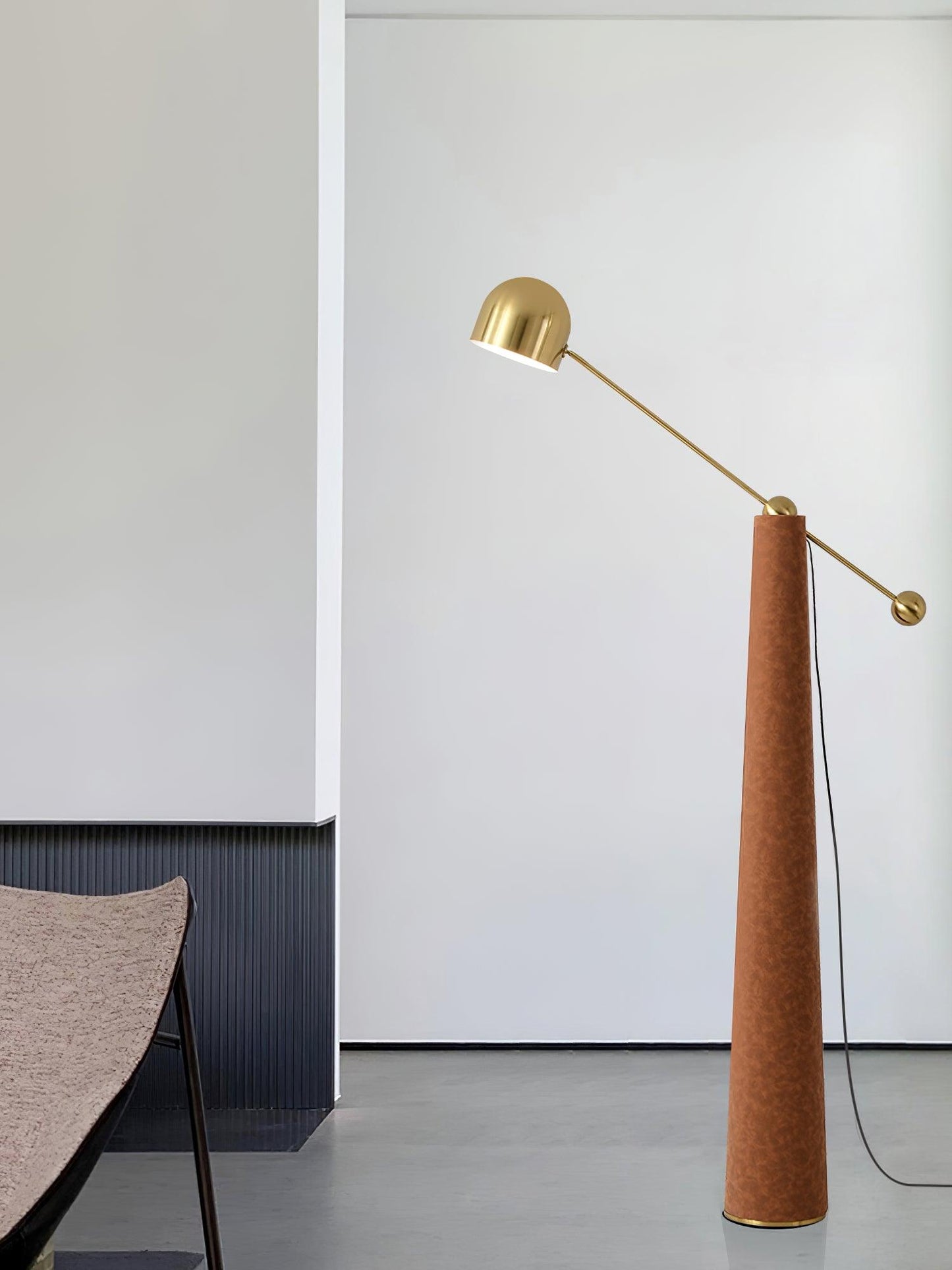 Metronome Floor Lamp - LED, Metal & Leather Design, Indoor
