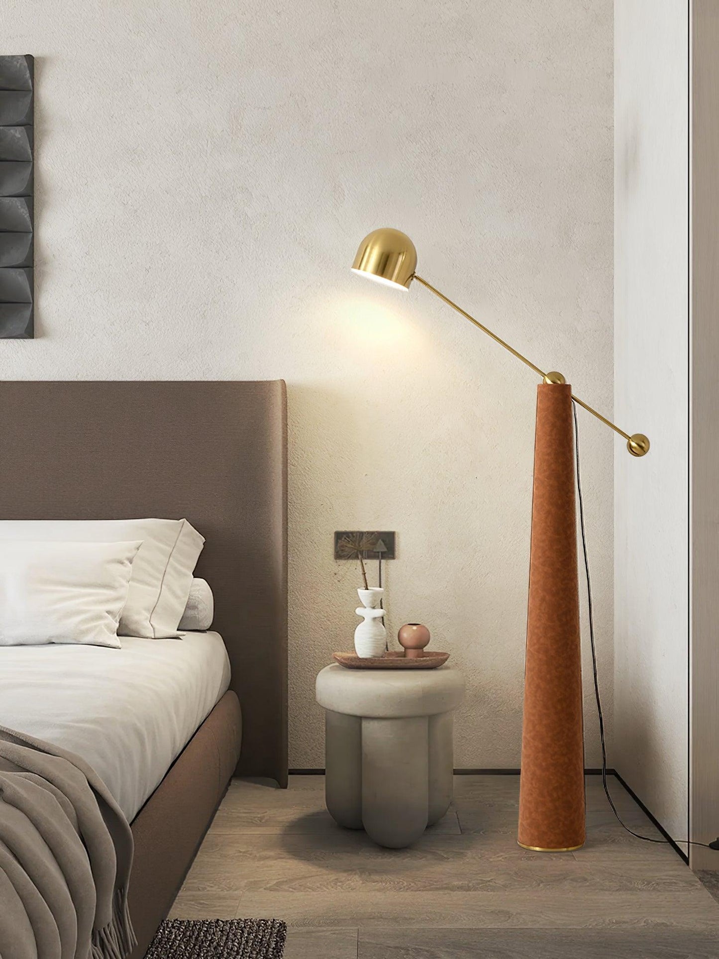 Metronome Floor Lamp - LED, Metal & Leather Design, Indoor