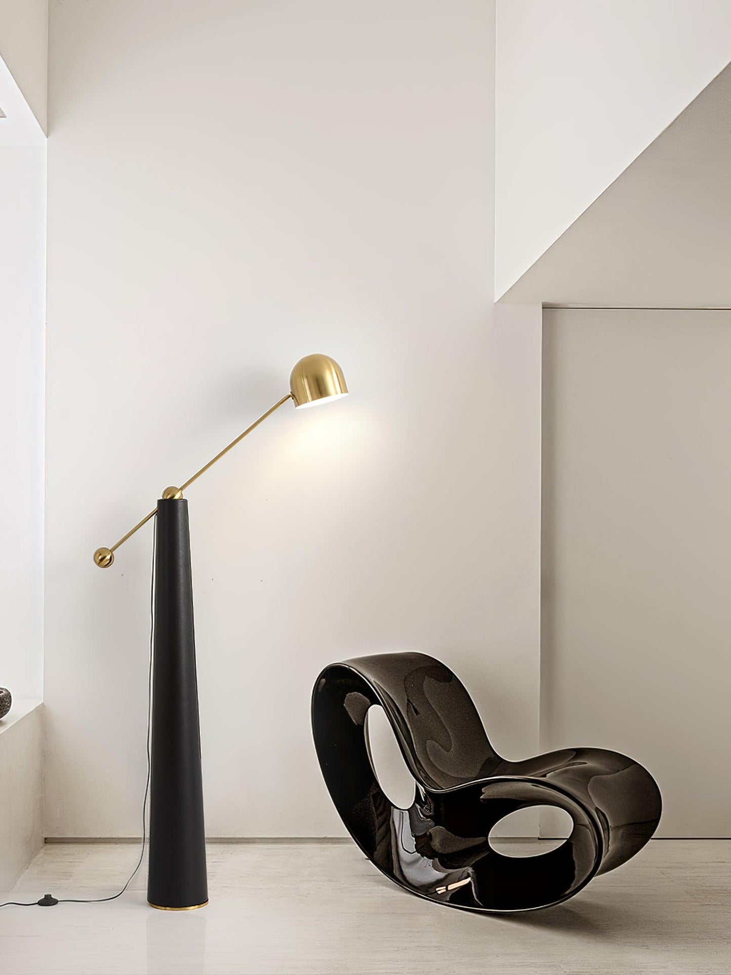 Metronome Floor Lamp - LED, Metal & Leather Design, Indoor