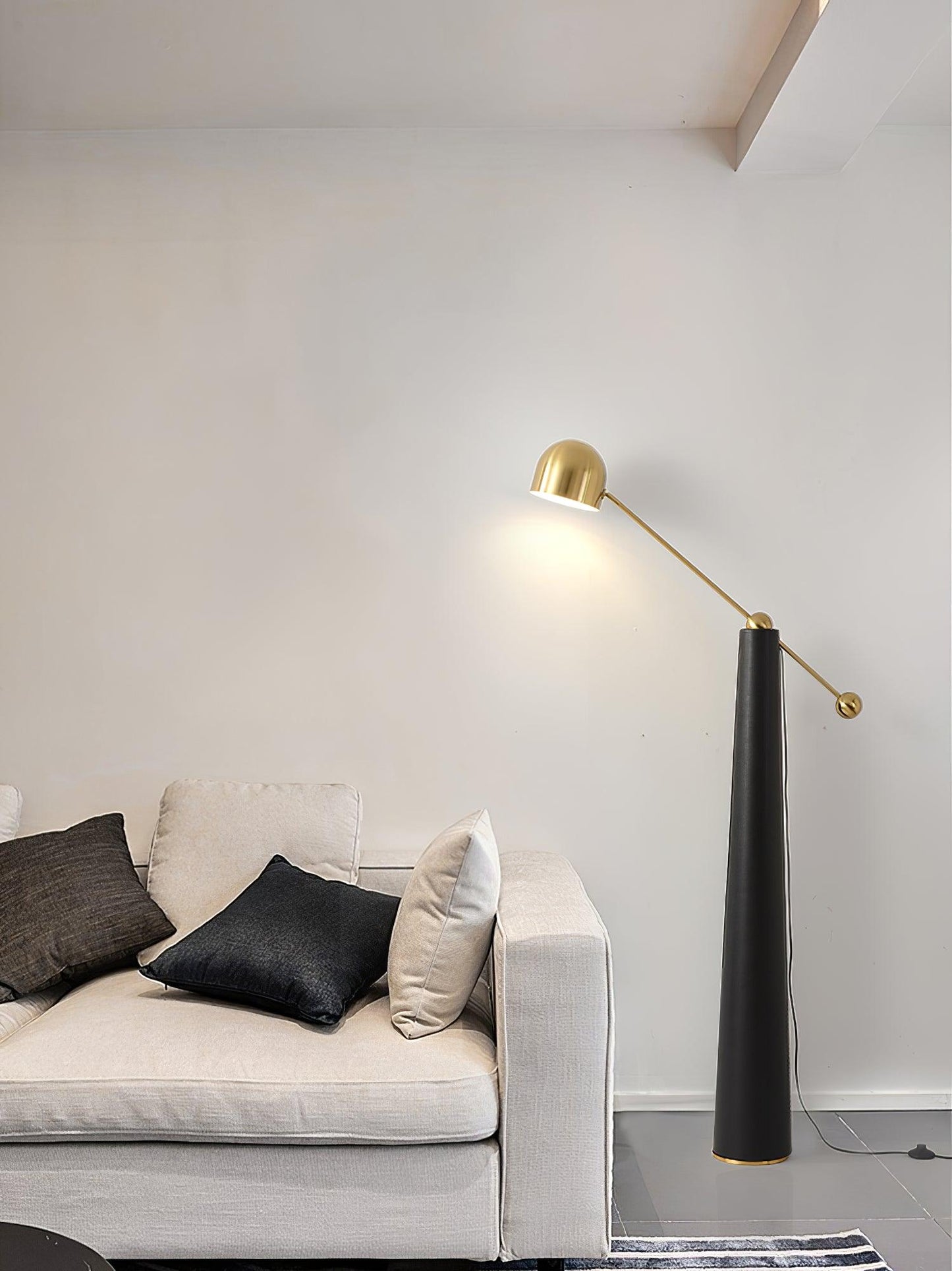 Metronome Floor Lamp - LED, Metal & Leather Design, Indoor