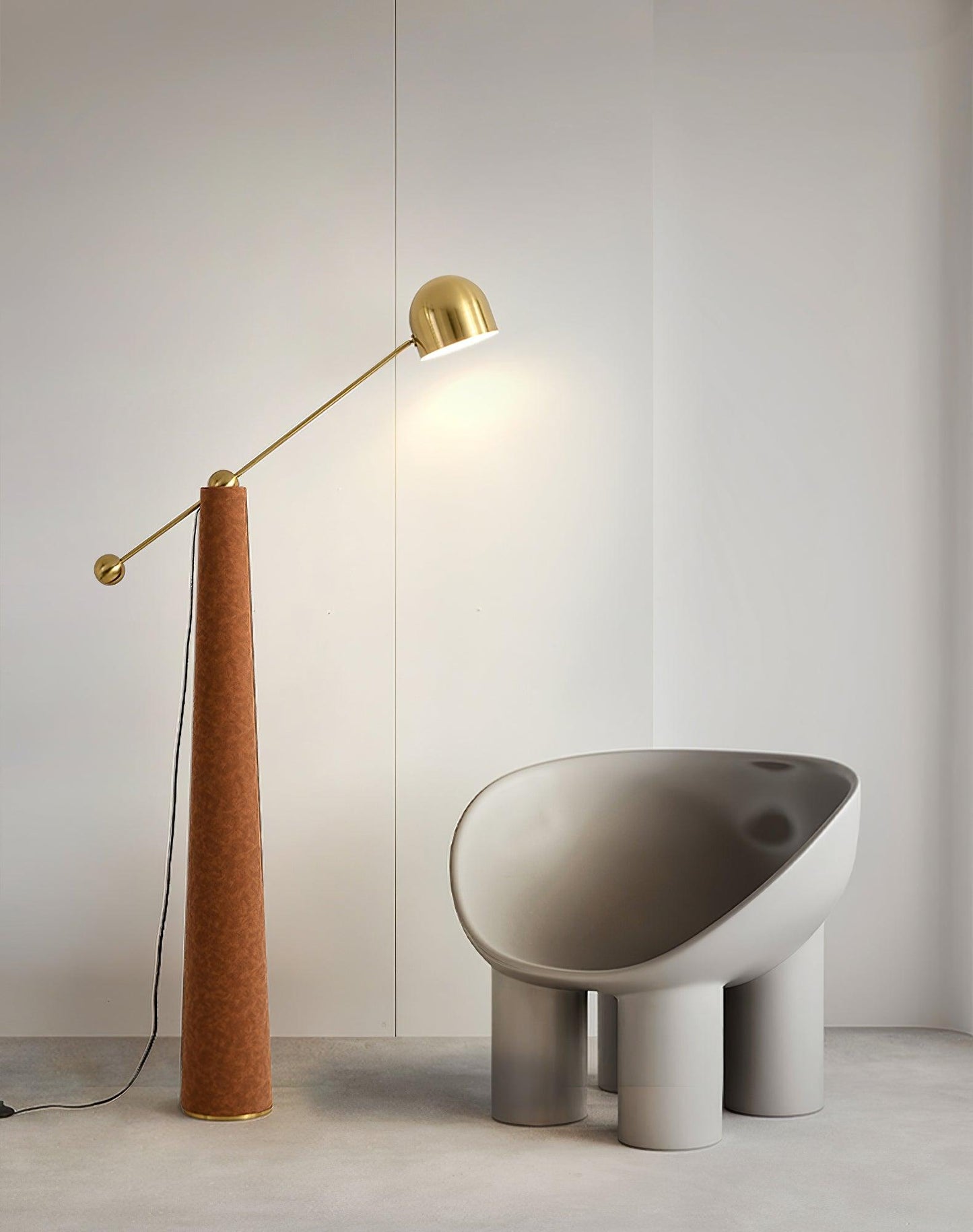 Metronome Floor Lamp - LED, Metal & Leather Design, Indoor