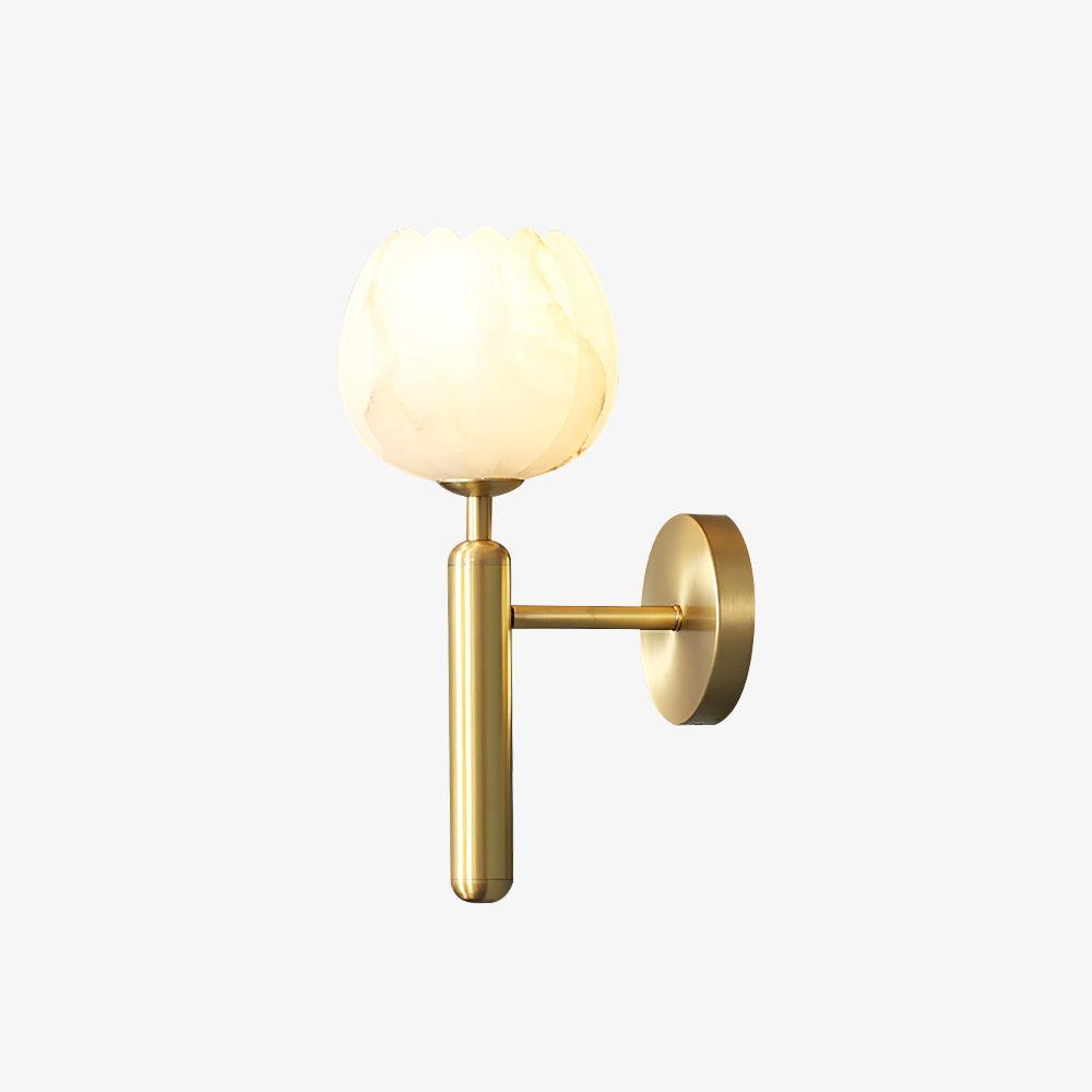 Mian Wall Lamp LED Sconce with Brass and Alabaster Design