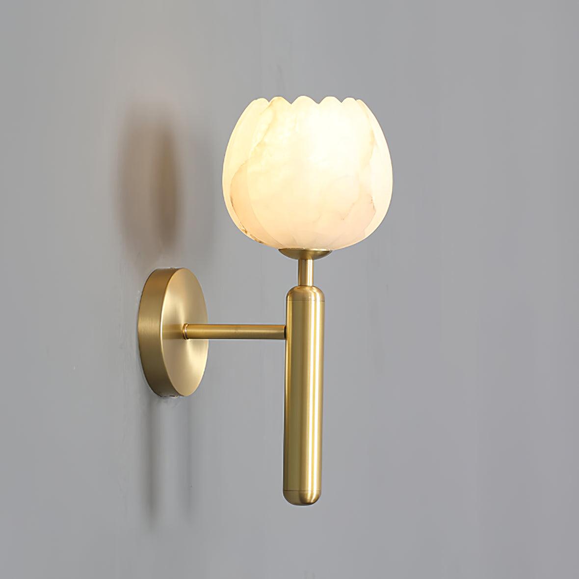 Mian Wall Lamp LED Sconce with Brass and Alabaster Design