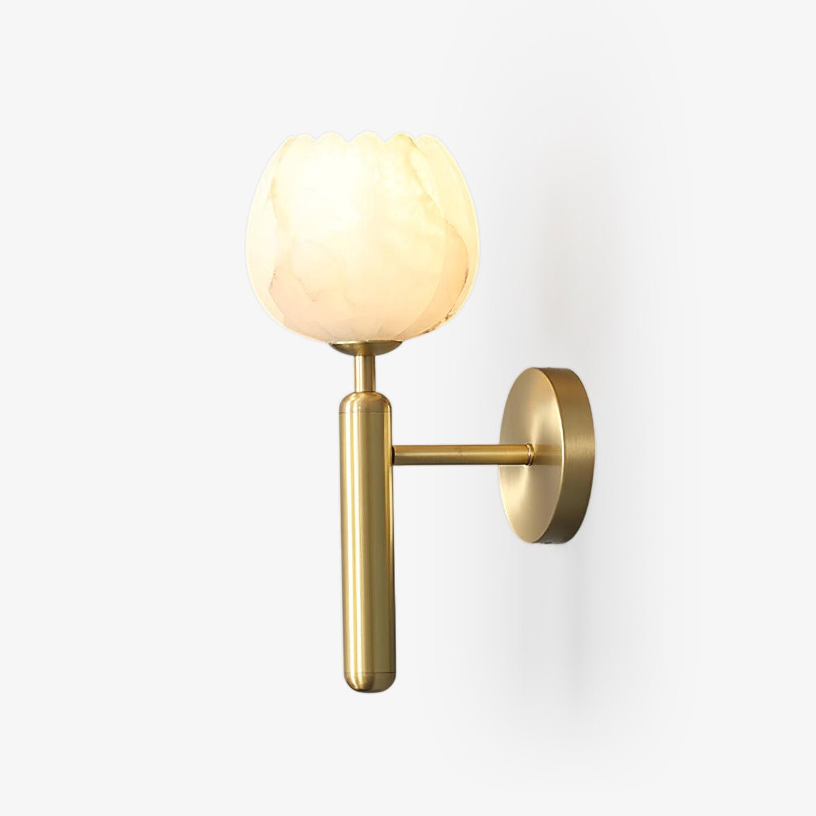 Mian Wall Lamp LED Sconce with Brass and Alabaster Design