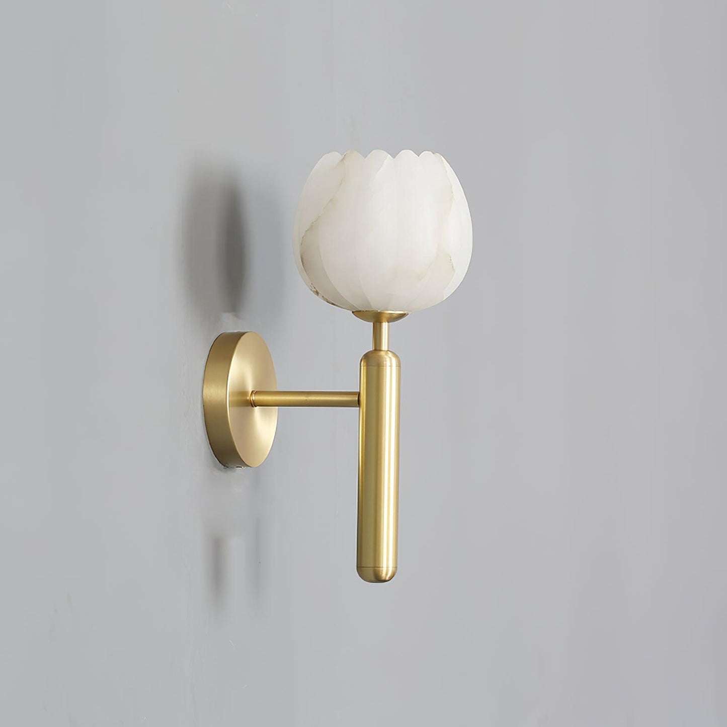 Mian Wall Lamp LED Sconce with Brass and Alabaster Design