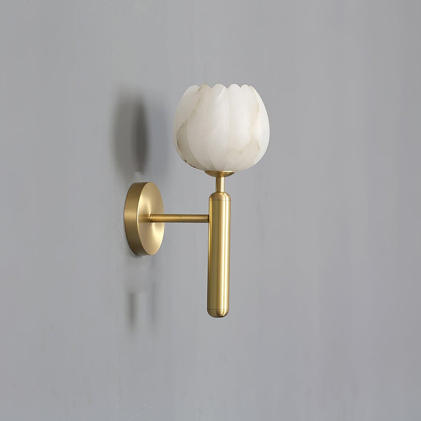 Mian Wall Lamp LED Sconce with Brass and Alabaster Design