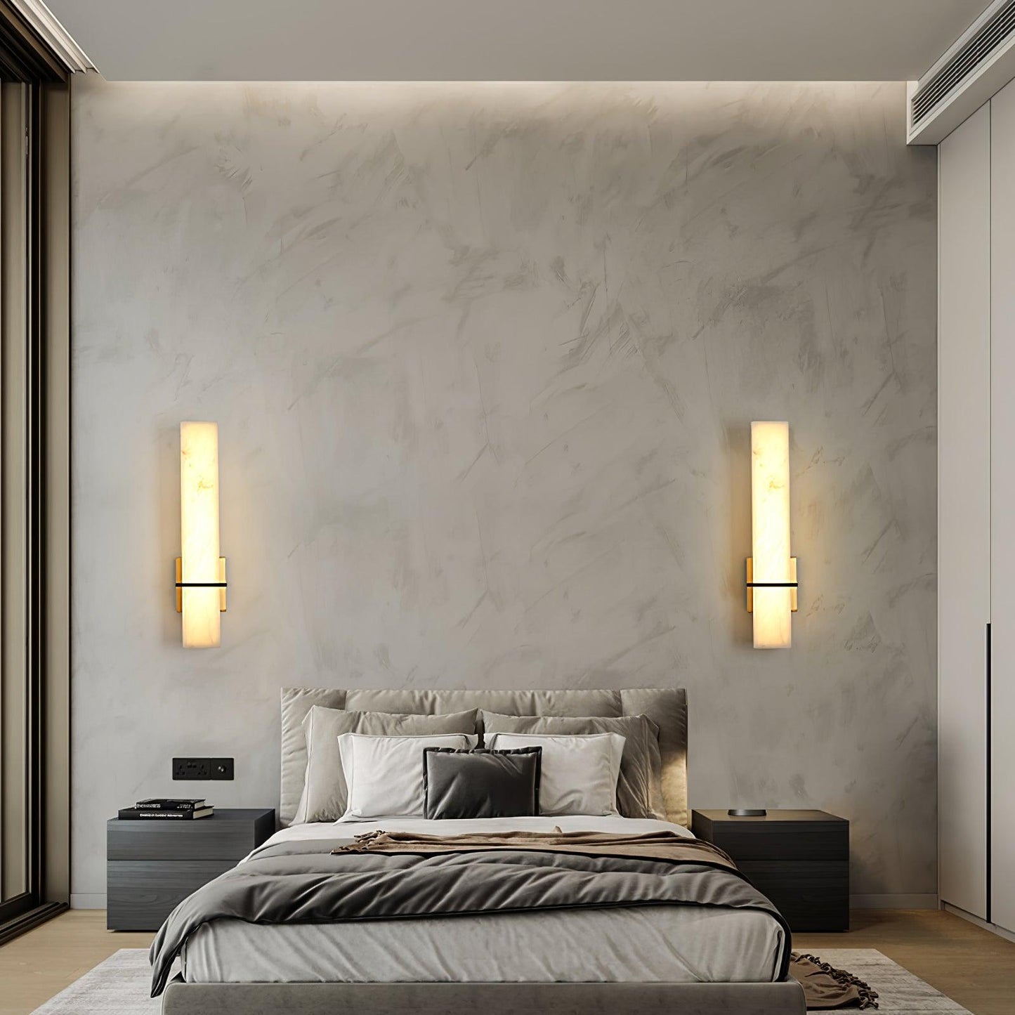 Milan Wall Sconce LED Indoor Lighting Brass Alabaster Fixture