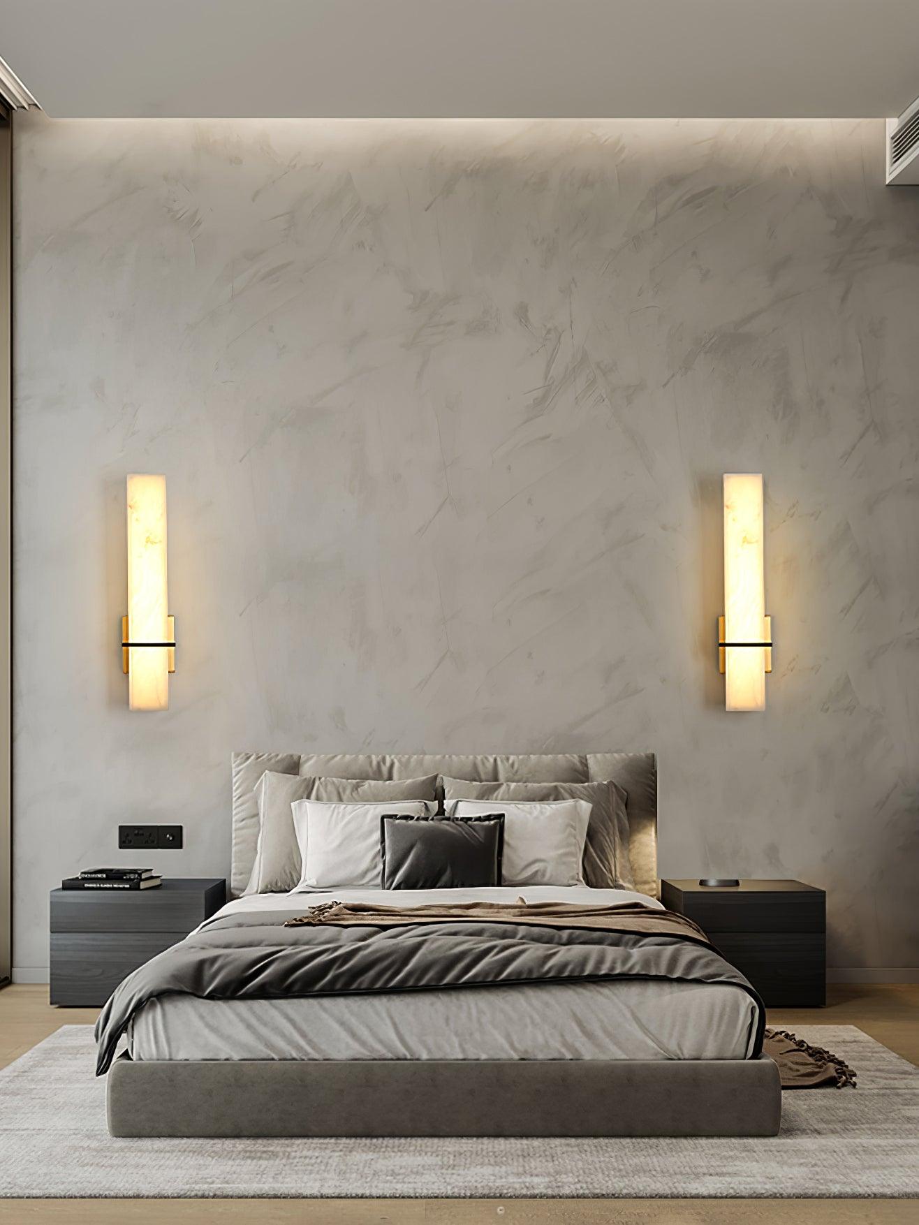 Milan Wall Sconce LED Indoor Lighting Brass Alabaster Fixture