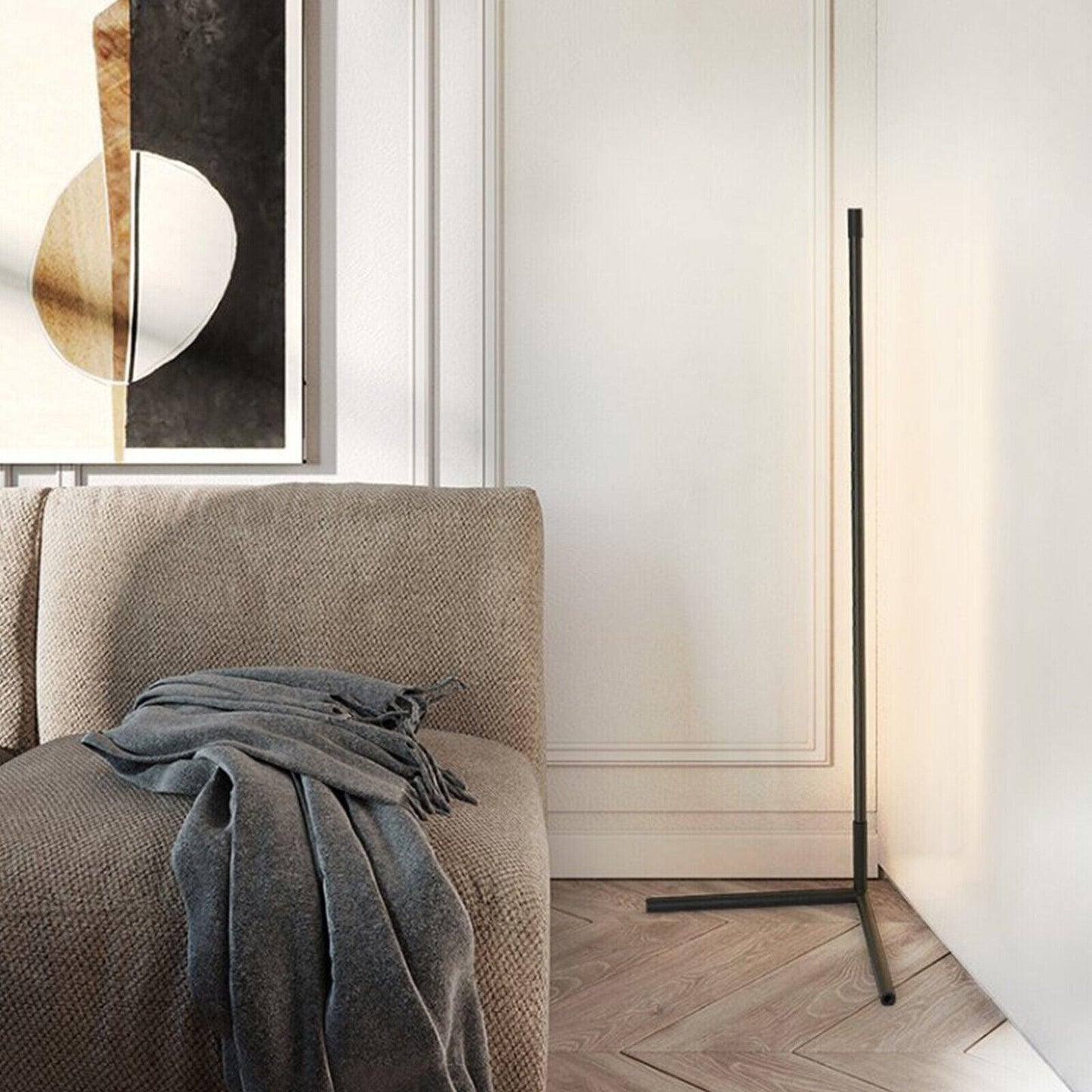 Minimalist LED Floor Lamp with Dimmable Control - Black