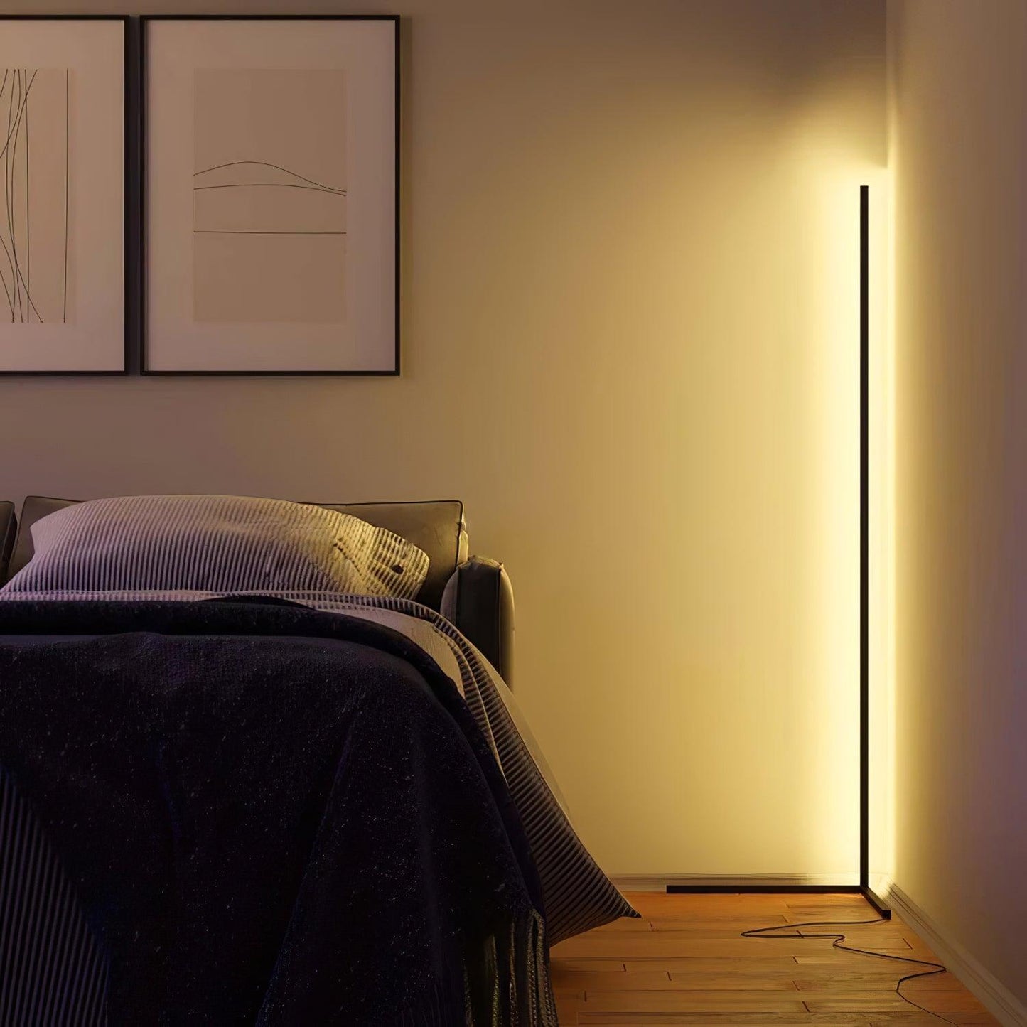 Minimalist LED Floor Lamp with Dimmable Control - Black