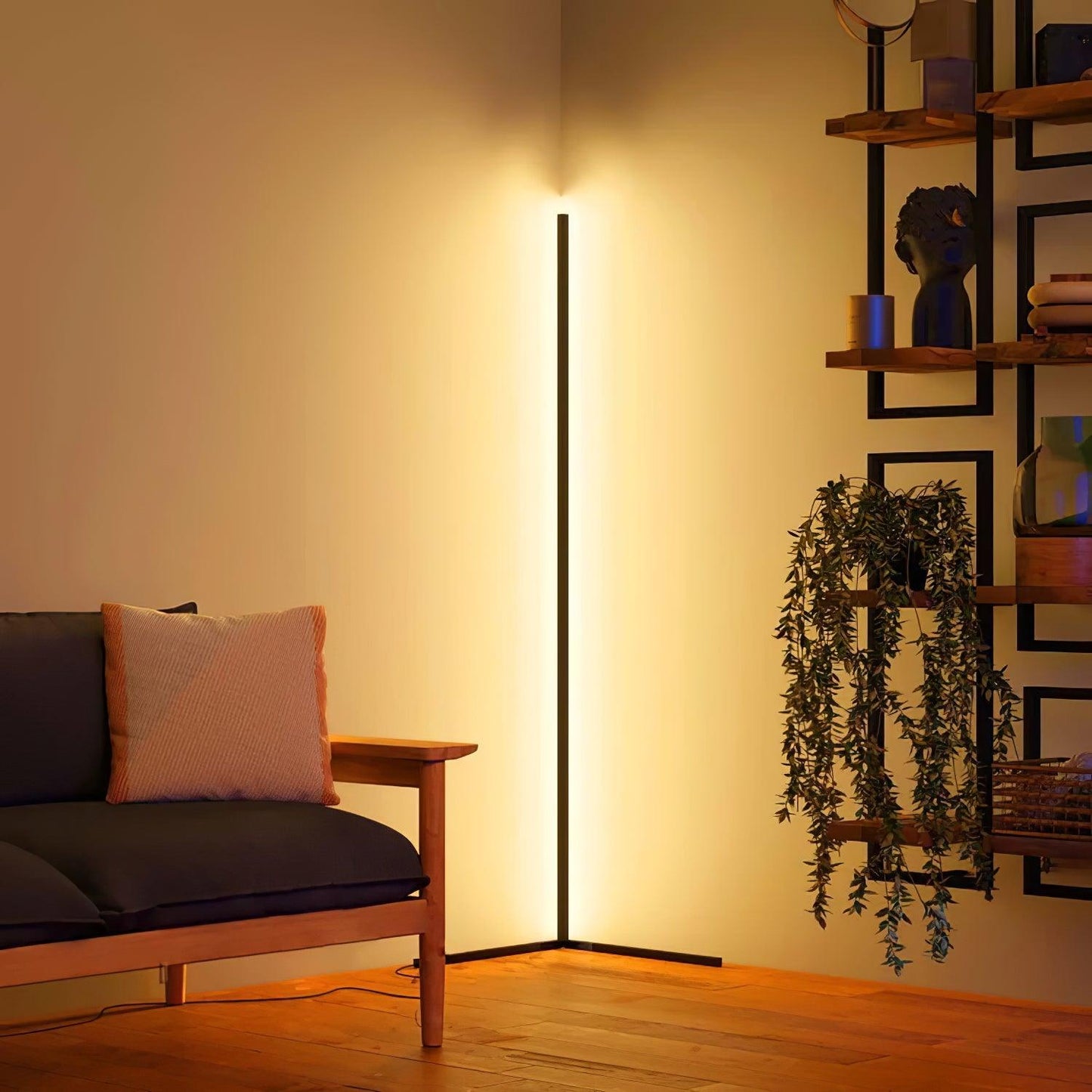 Minimalist LED Floor Lamp with Dimmable Control - Black