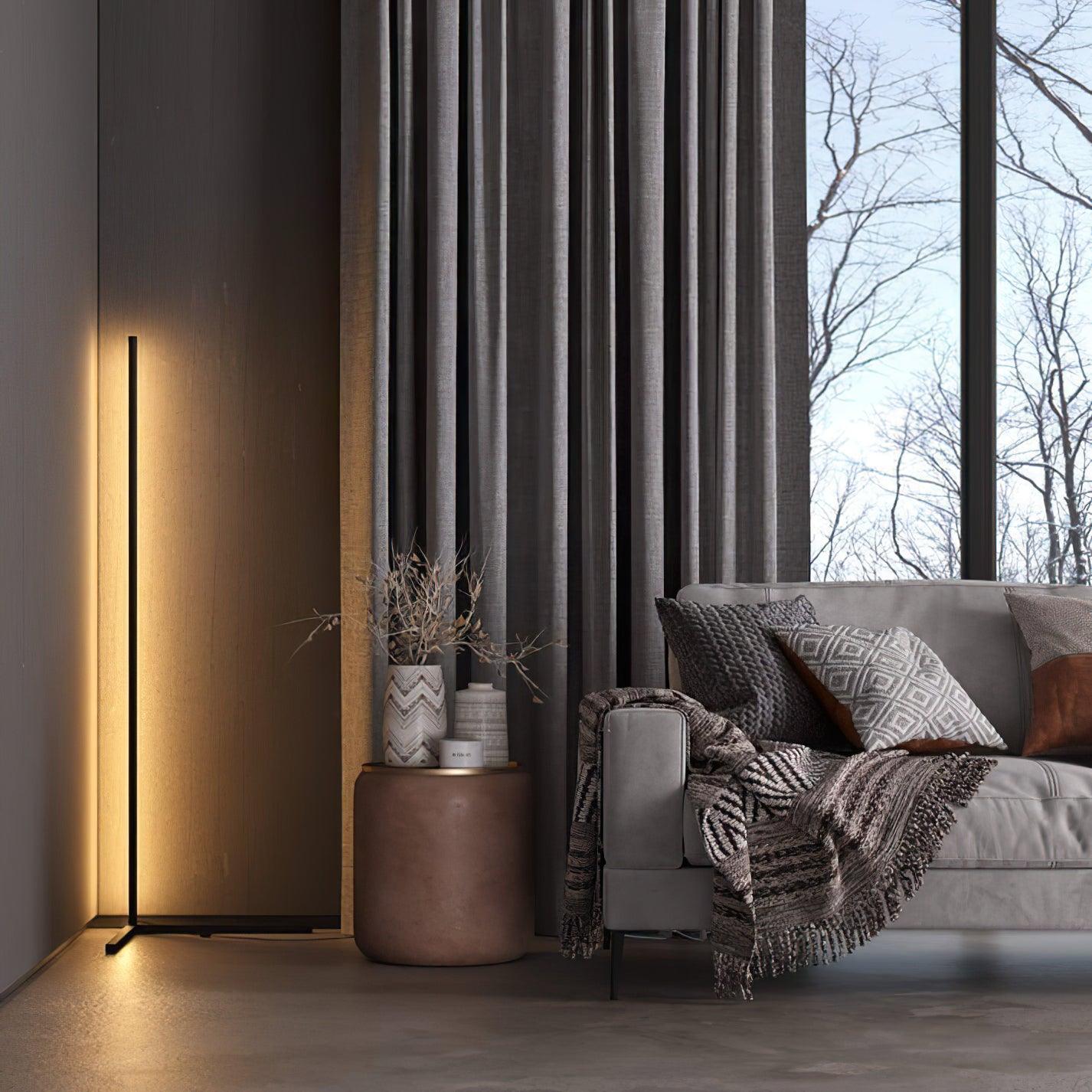 Minimalist LED Floor Lamp with Dimmable Control - Black