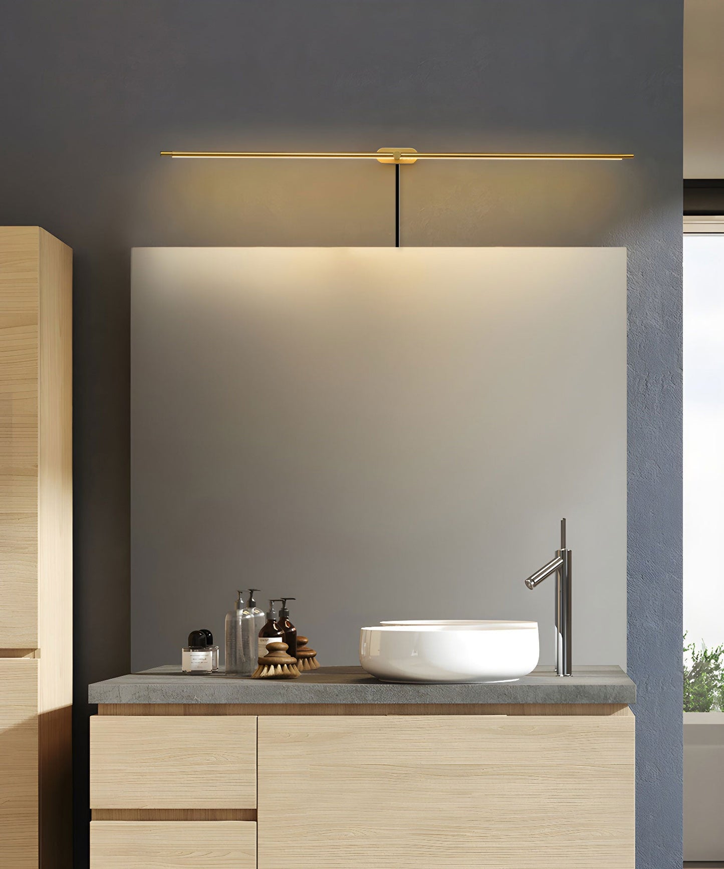Minimalist Linear Plug-in Wall Lamp with Integrated LED Light