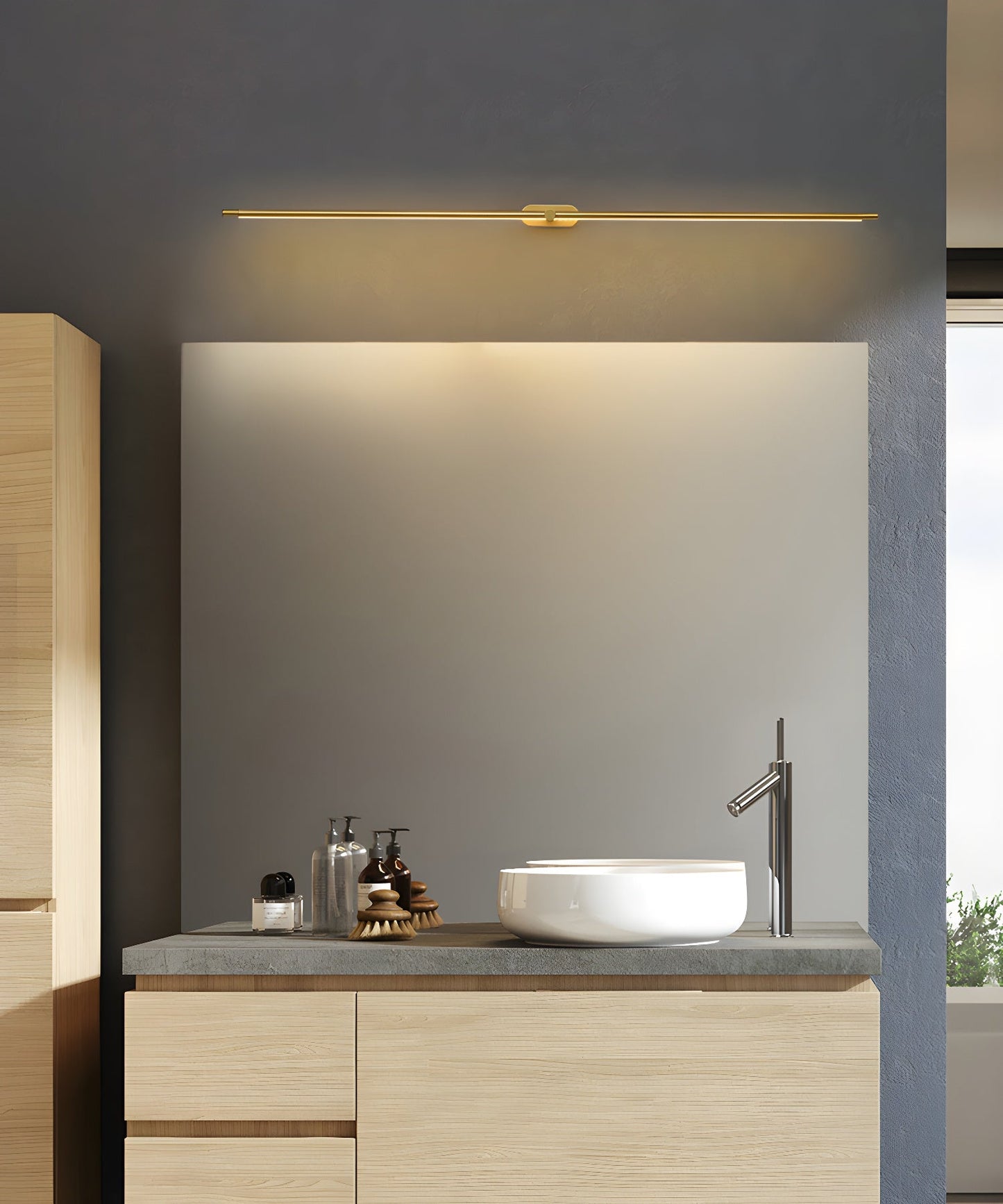 Minimalist Linear Plug-in Wall Lamp with Integrated LED Light