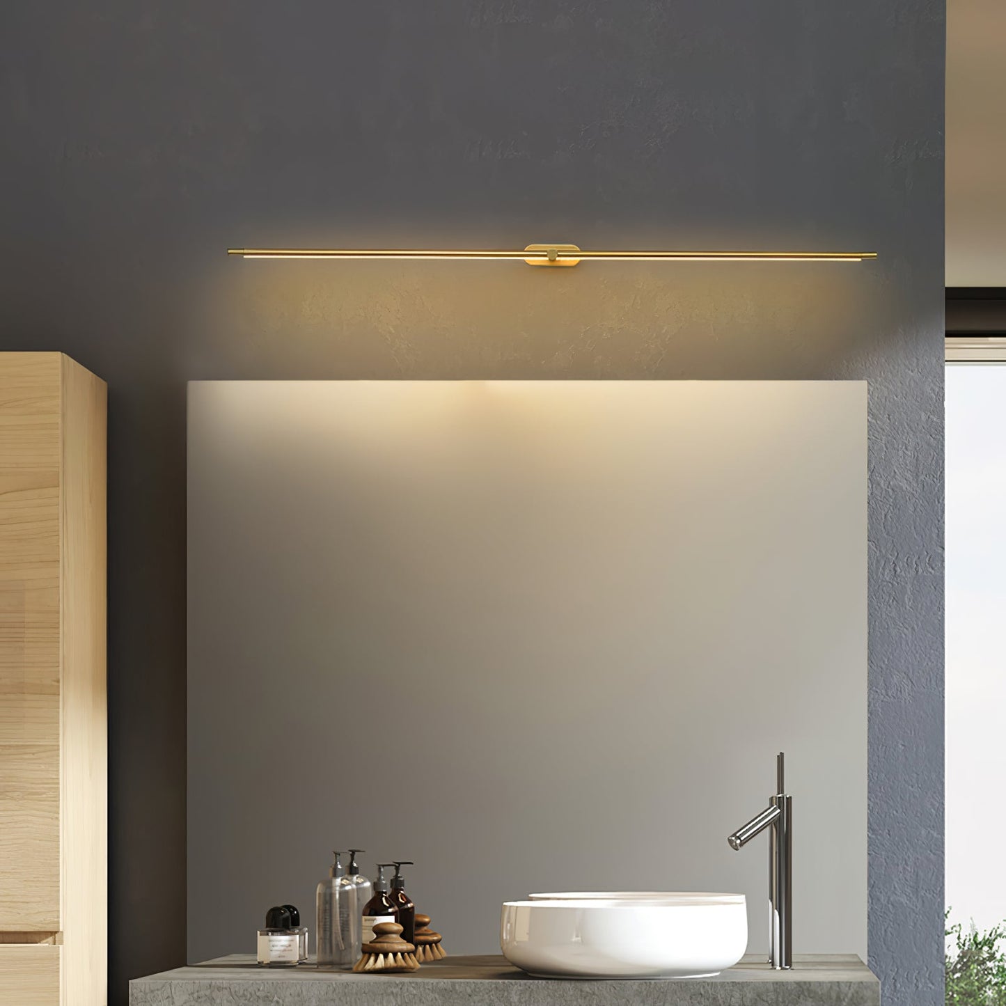 Minimalist Linear Plug-in Wall Lamp with Integrated LED Light