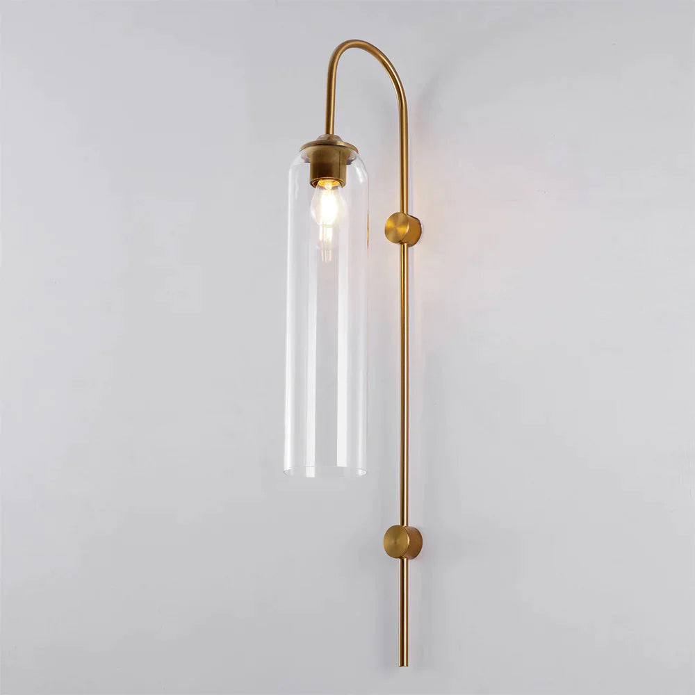 Modern Glass Wall Lamp Sconce - LED, Black & Gold Finish