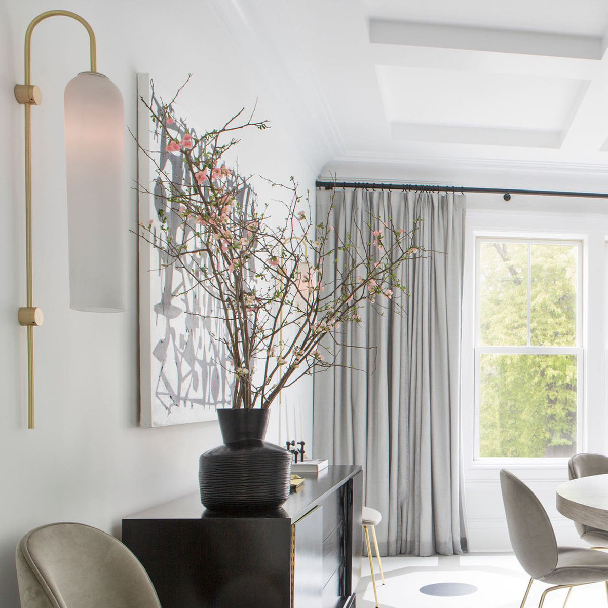 Modern Glass Wall Lamp Sconce - LED, Black & Gold Finish