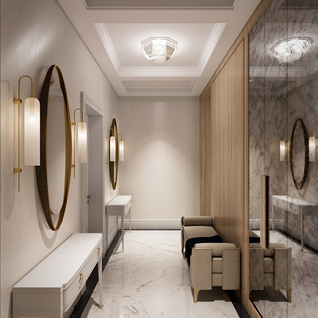 Modern Glass Wall Lamp Sconce - LED, Black & Gold Finish