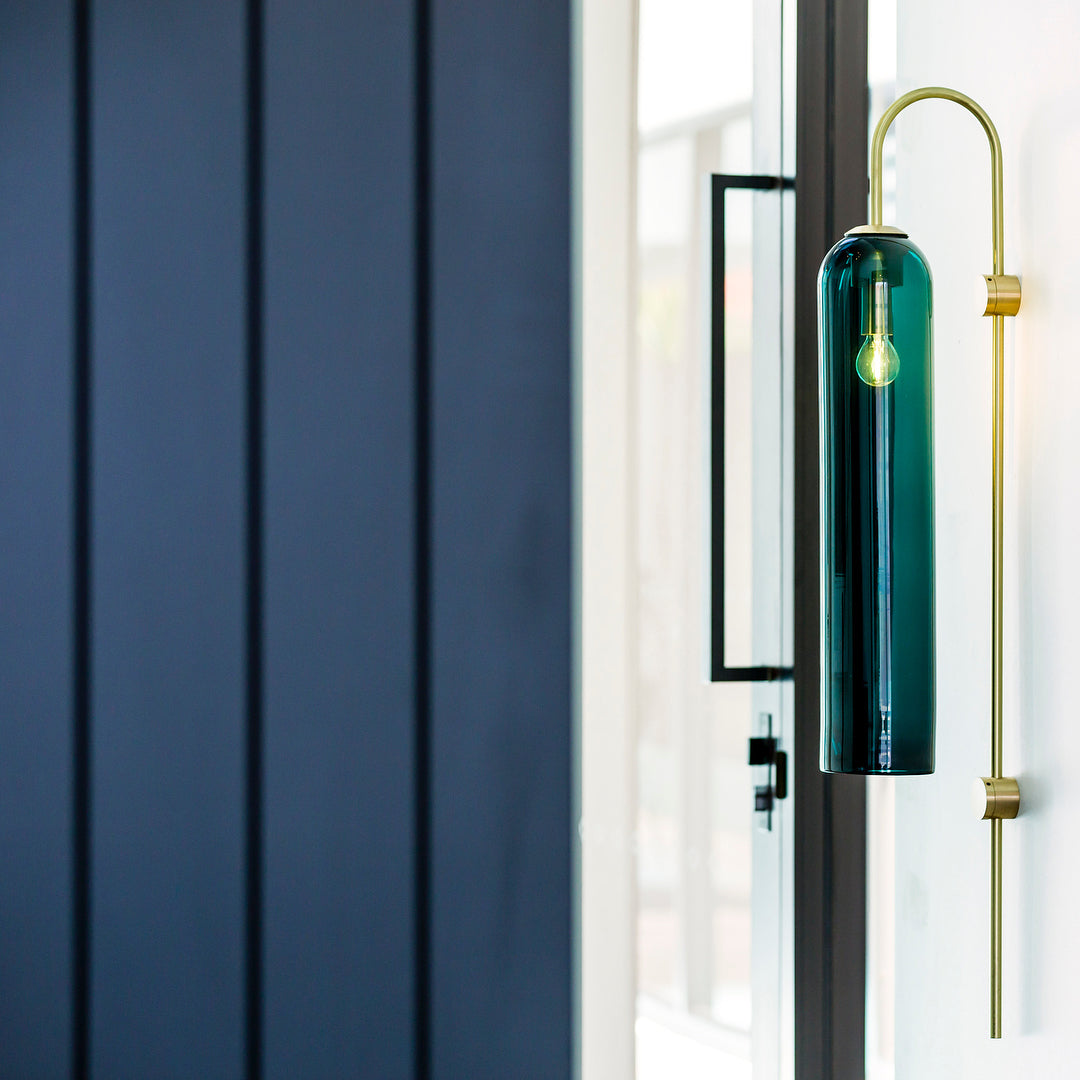 Modern Glass Wall Lamp Sconce - LED, Black & Gold Finish