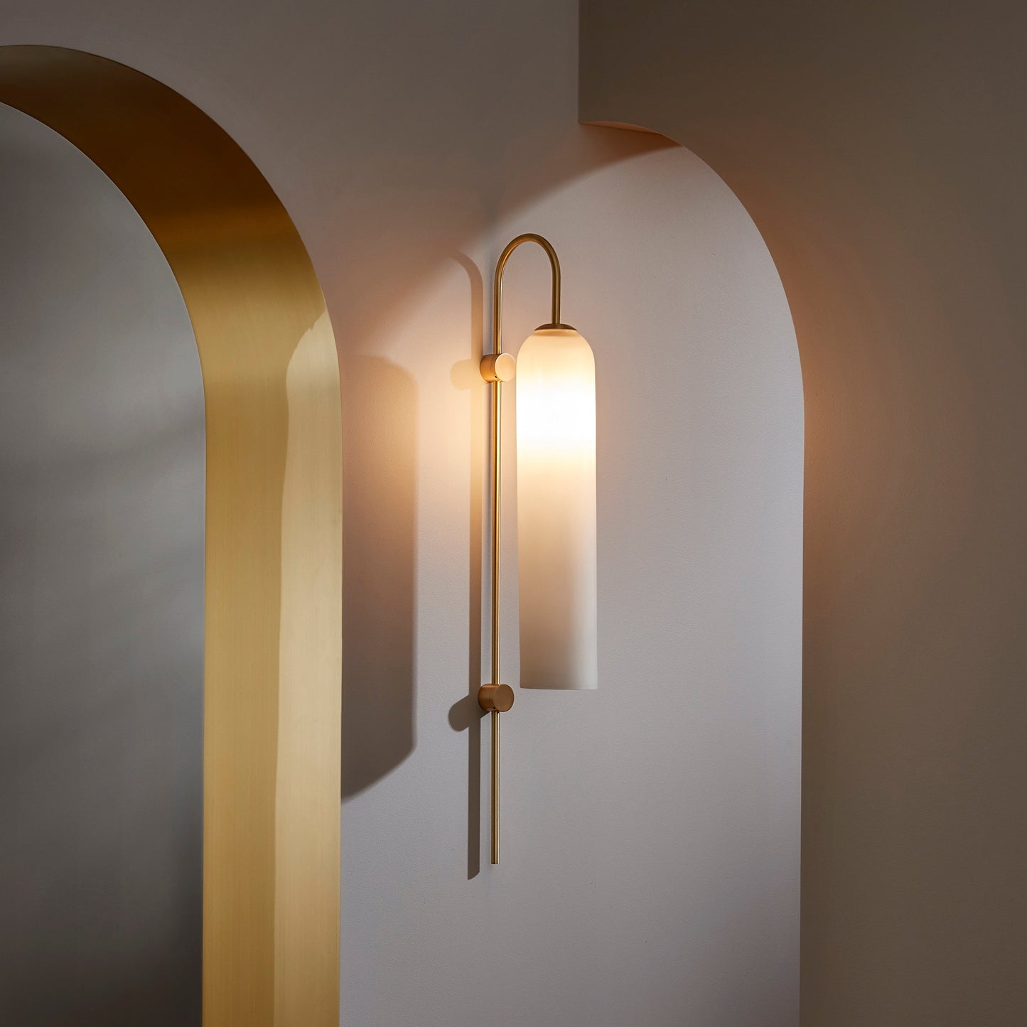 Modern Glass Wall Lamp Sconce - LED, Black & Gold Finish