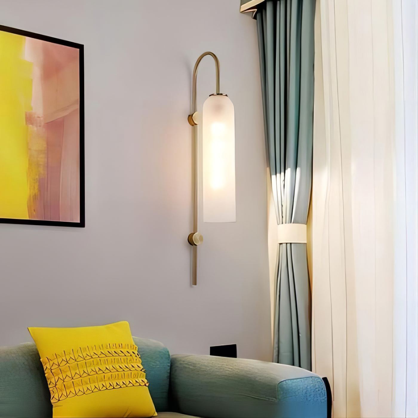 Modern Glass Wall Lamp Sconce - LED, Black & Gold Finish
