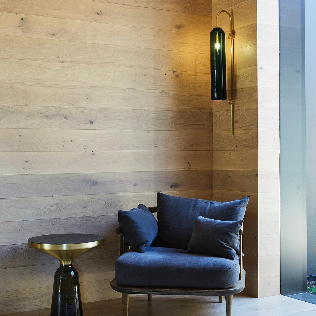 Modern Glass Wall Lamp Sconce - LED, Black & Gold Finish