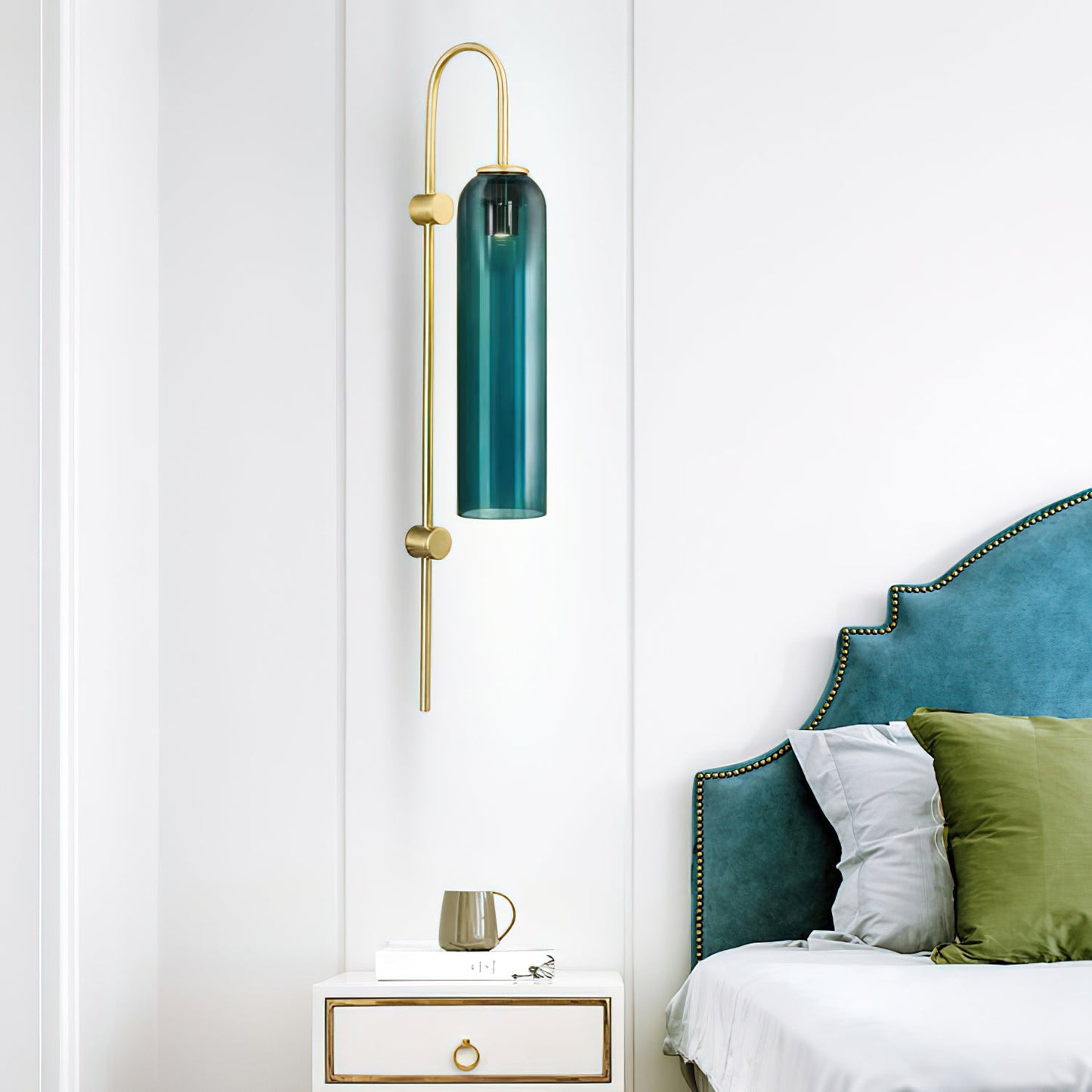 Modern Glass Wall Lamp Sconce - LED, Black & Gold Finish