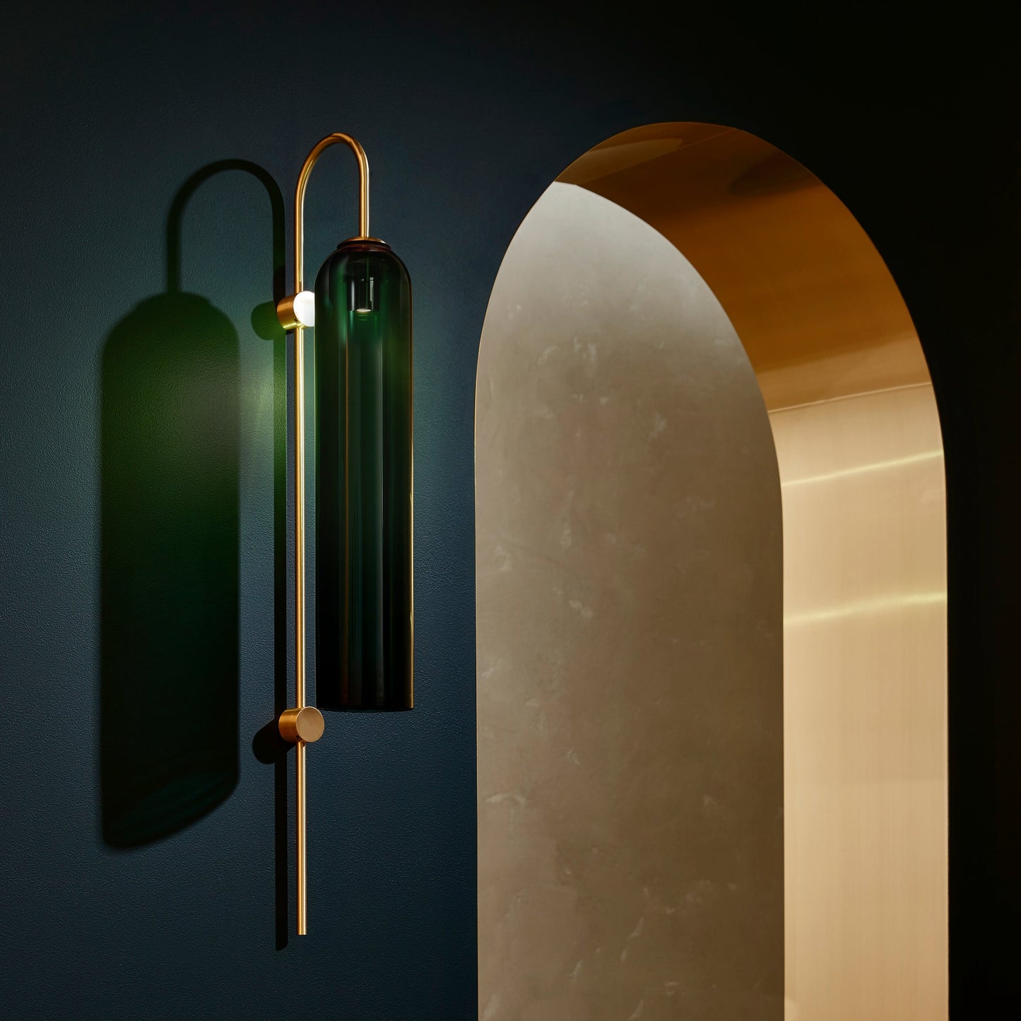 Modern Glass Wall Lamp Sconce - LED, Black & Gold Finish