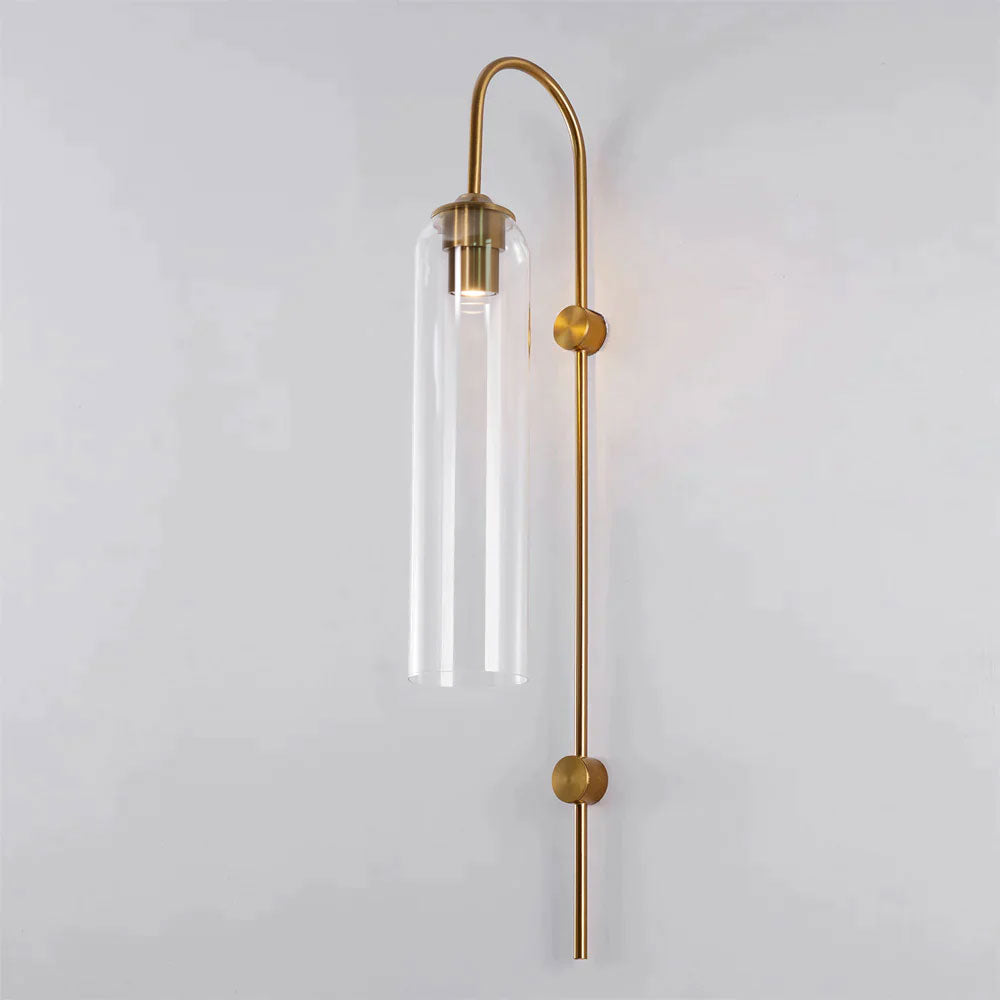 Modern Glass Wall Lamp Sconce - LED, Black & Gold Finish
