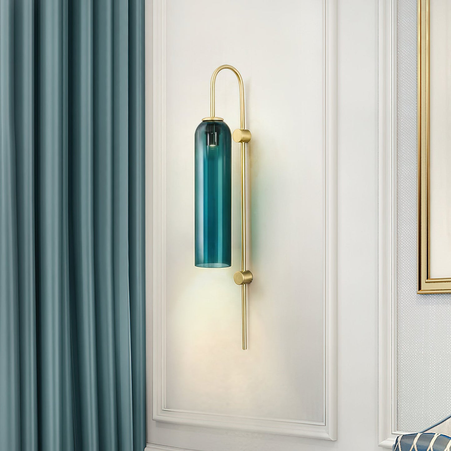 Modern Glass Wall Lamp Sconce - LED, Black & Gold Finish