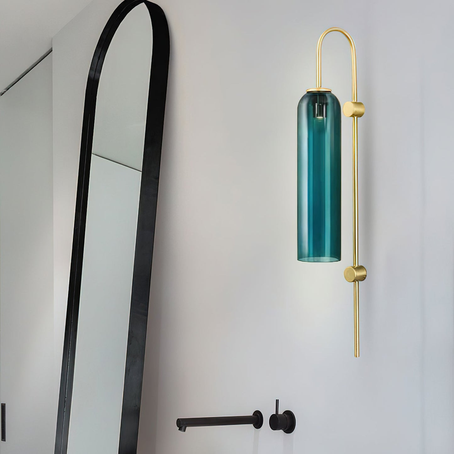 Modern Glass Wall Lamp Sconce - LED, Black & Gold Finish