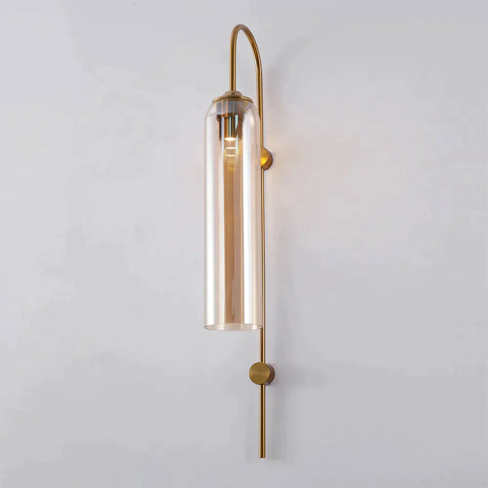 Modern Glass Wall Lamp Sconce - LED, Black & Gold Finish
