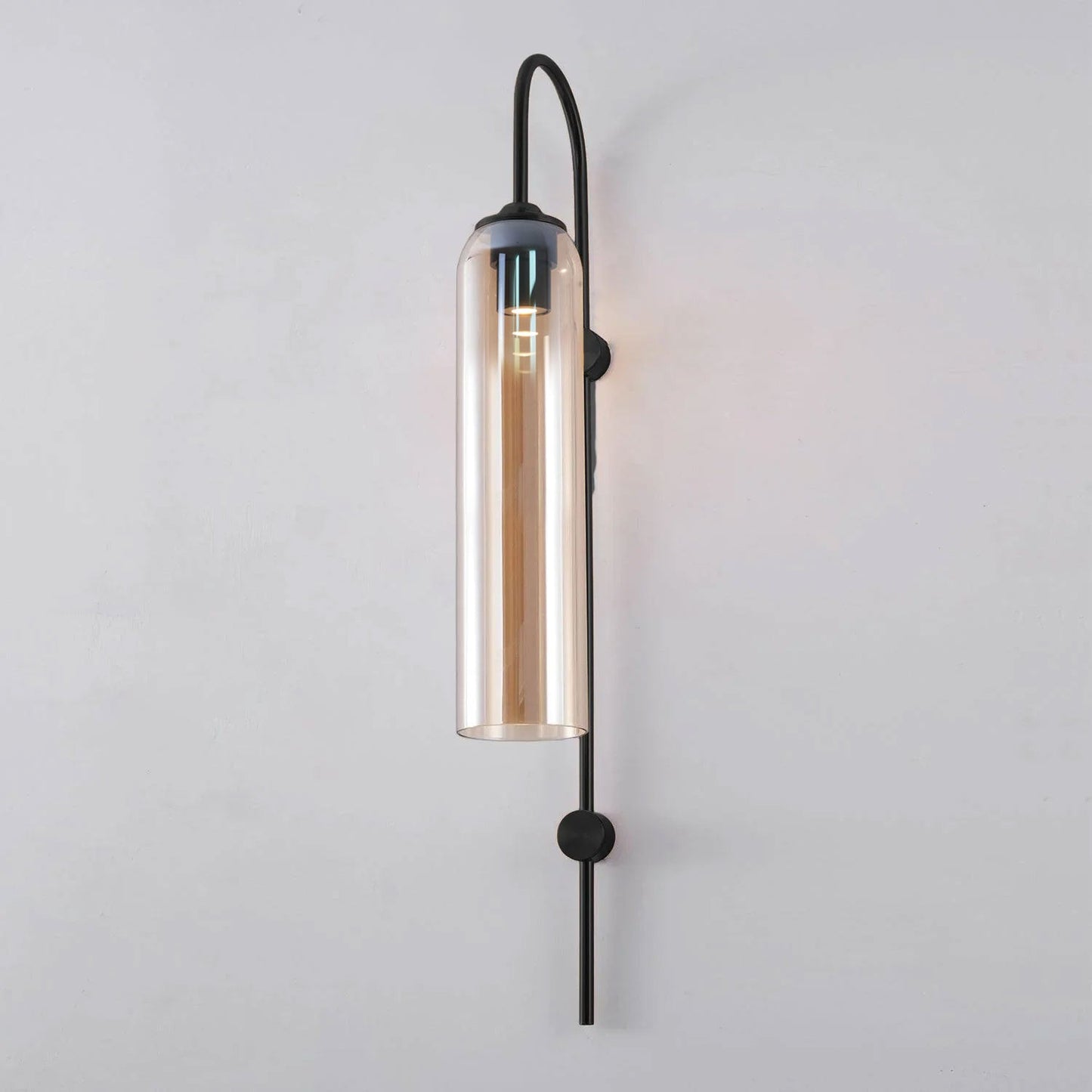Modern Glass Wall Lamp Sconce - LED, Black & Gold Finish