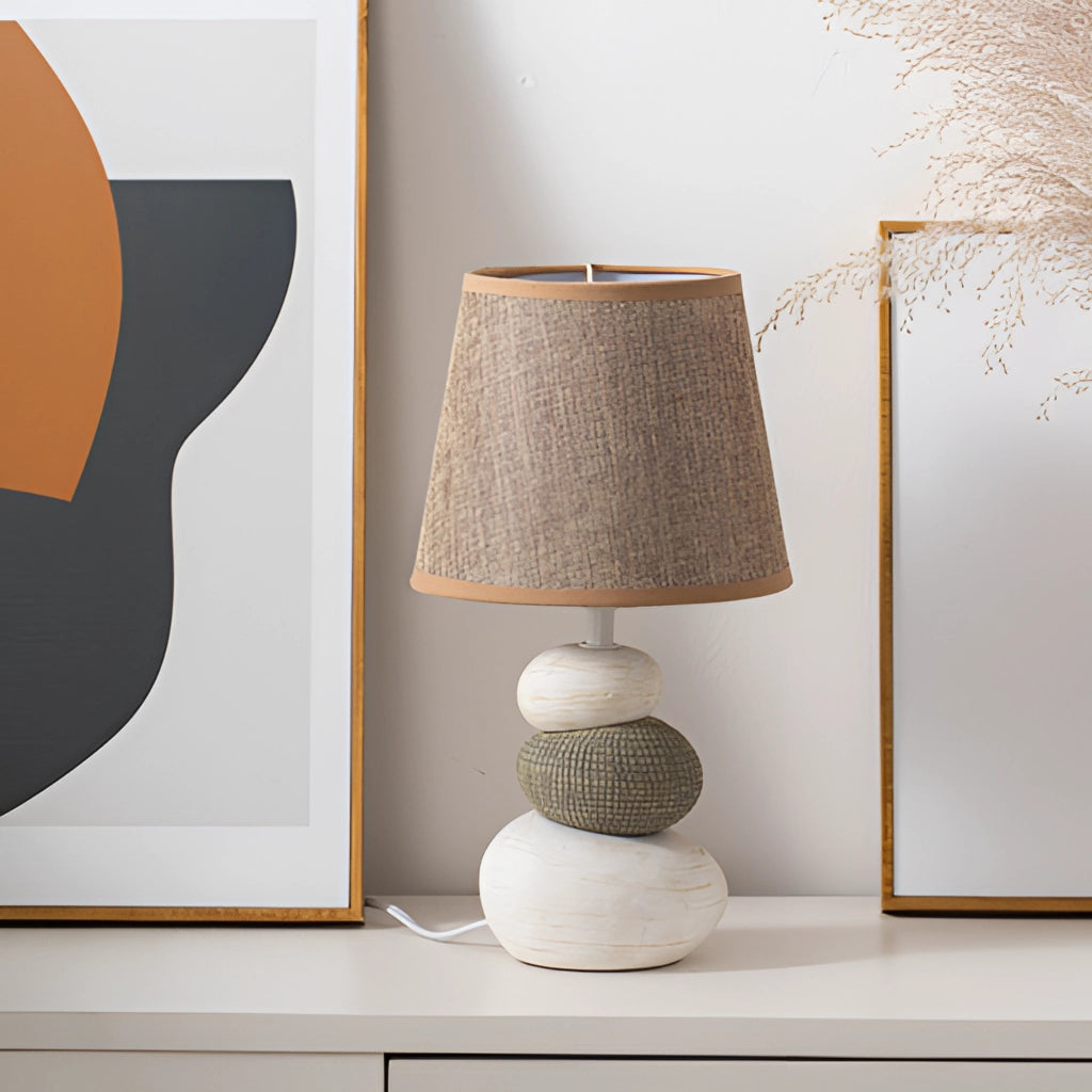 Modern Desk Lamp with Fabric Shade – LED Light for Bedroom, Office or Living Room