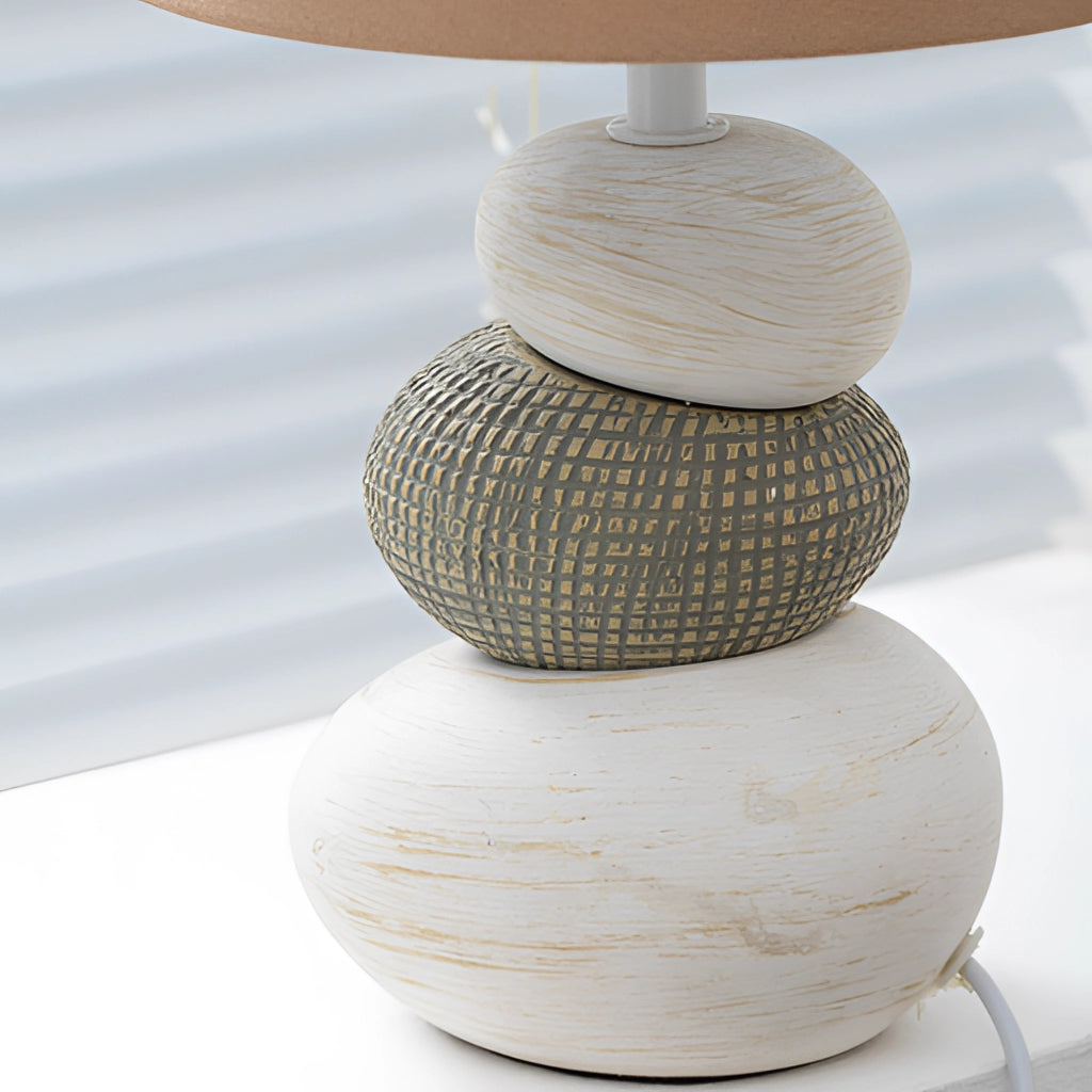 Modern Desk Lamp with Fabric Shade – LED Light for Bedroom, Office or Living Room
