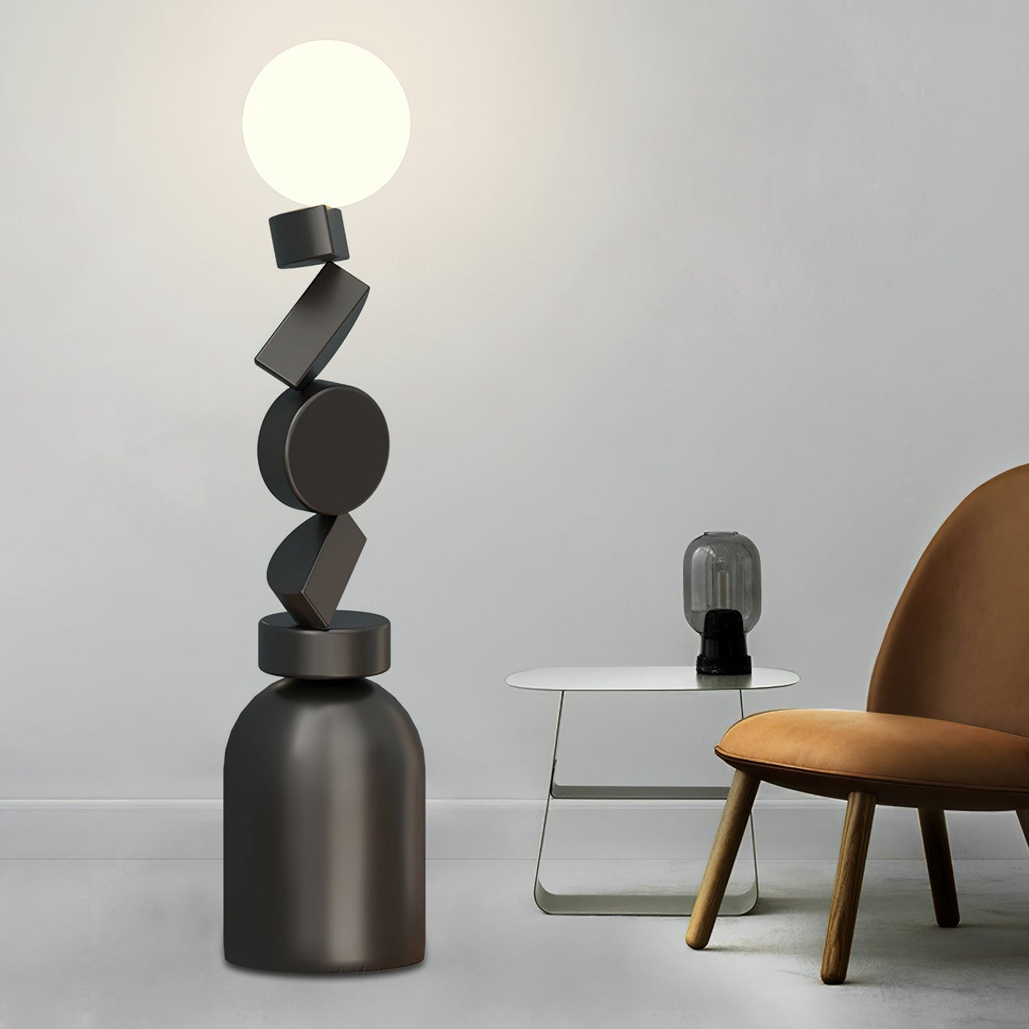 Monolith Cube Floor Lamp with LED Light and Dimmable Switch
