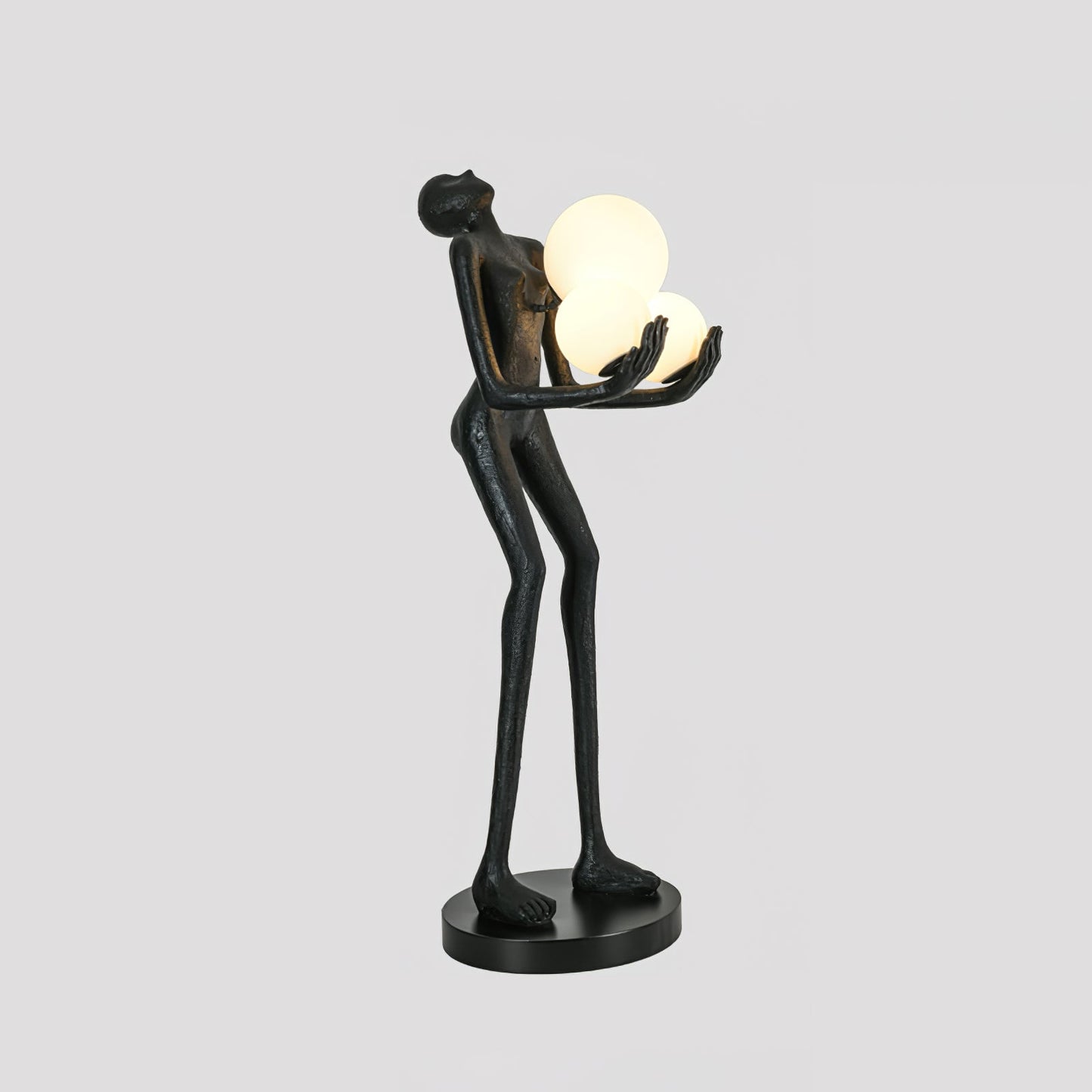 Moonlit Guardian Floor Lamp with LED Light - Black Decor