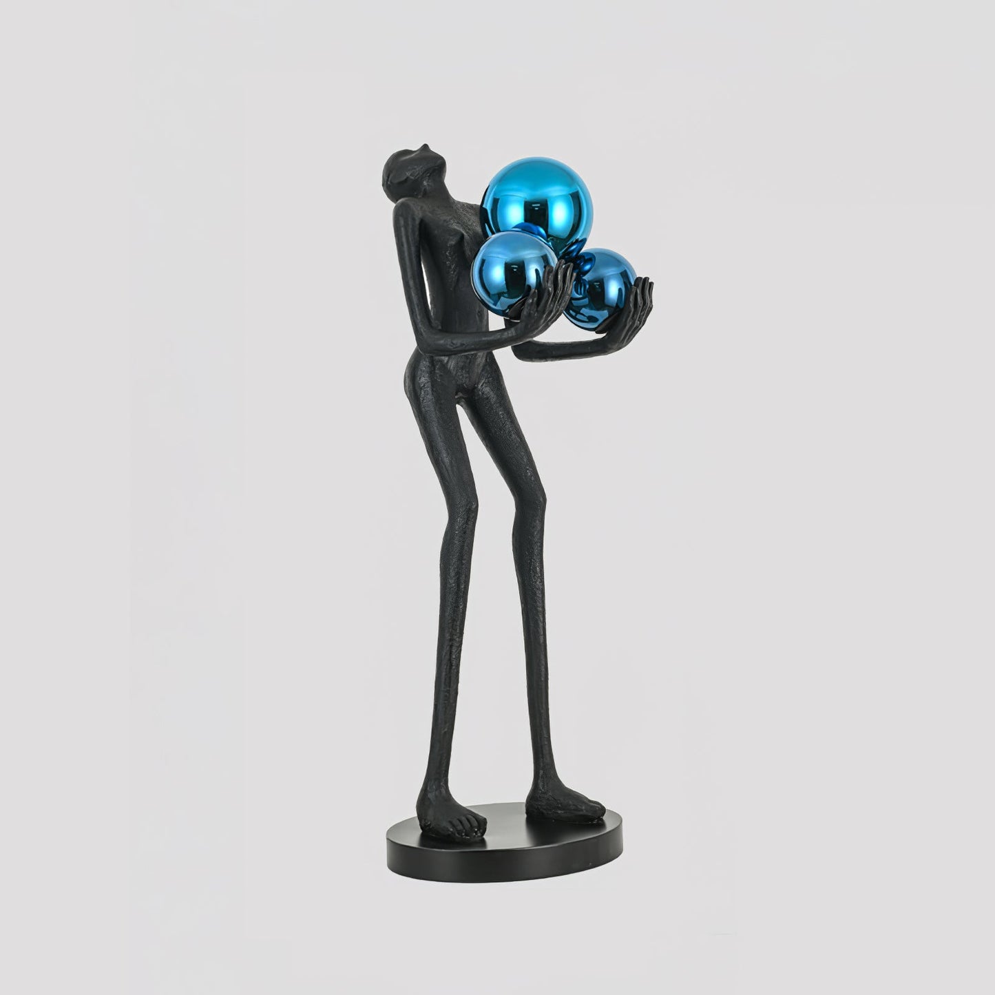 Moonlit Guardian Floor Lamp with LED Light - Black Decor