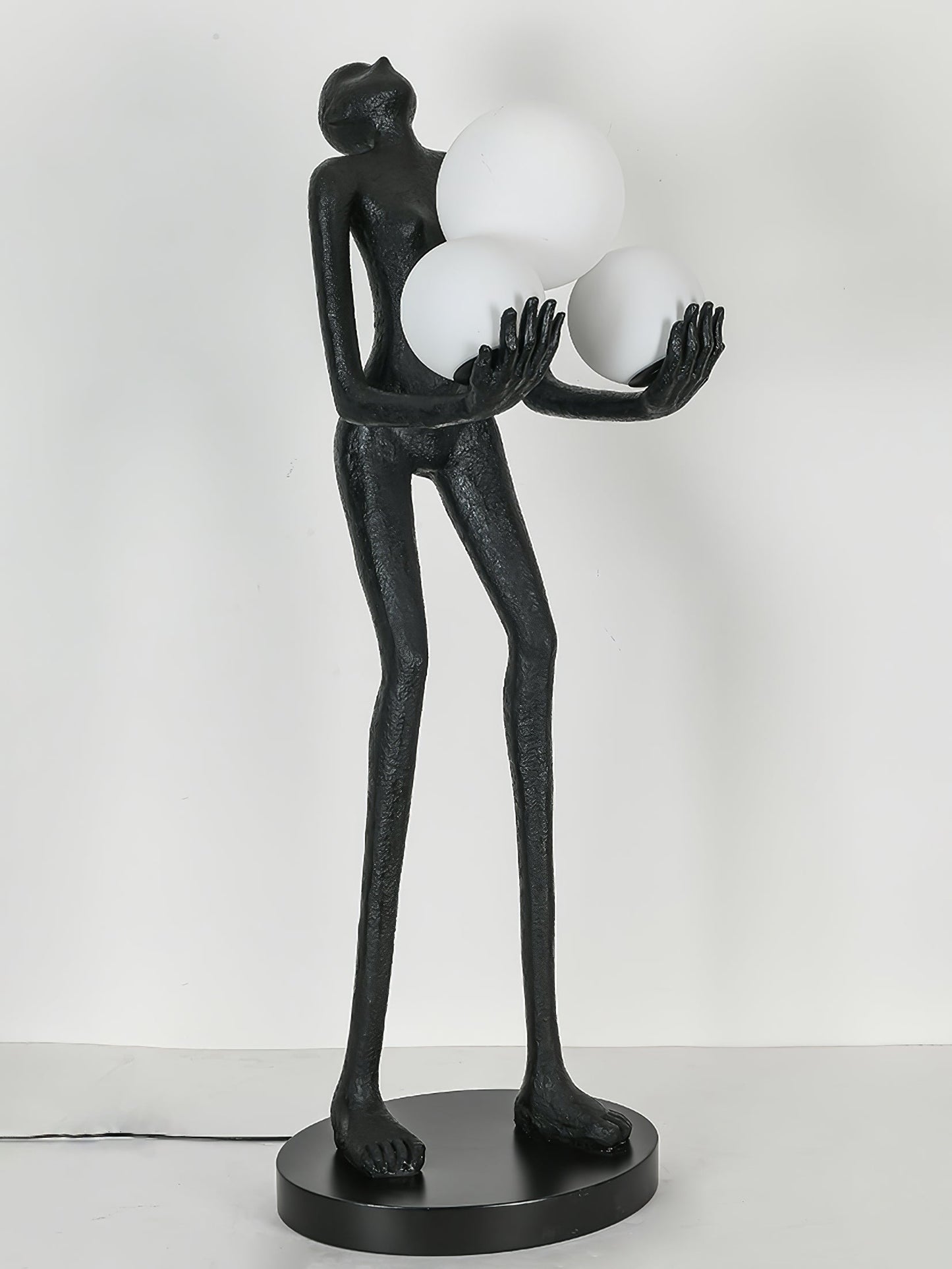 Moonlit Guardian Floor Lamp with LED Light - Black Decor