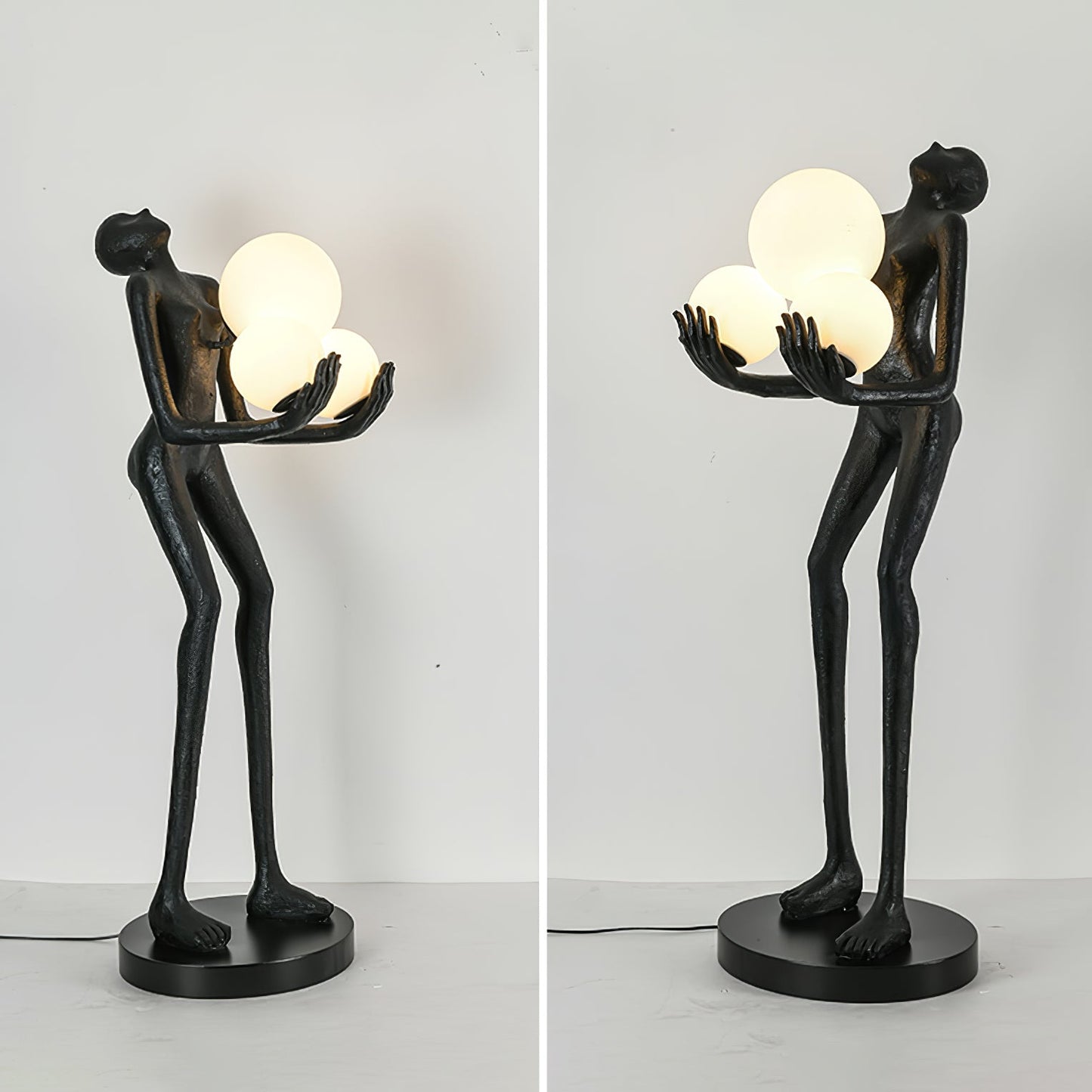 Moonlit Guardian Floor Lamp with LED Light - Black Decor