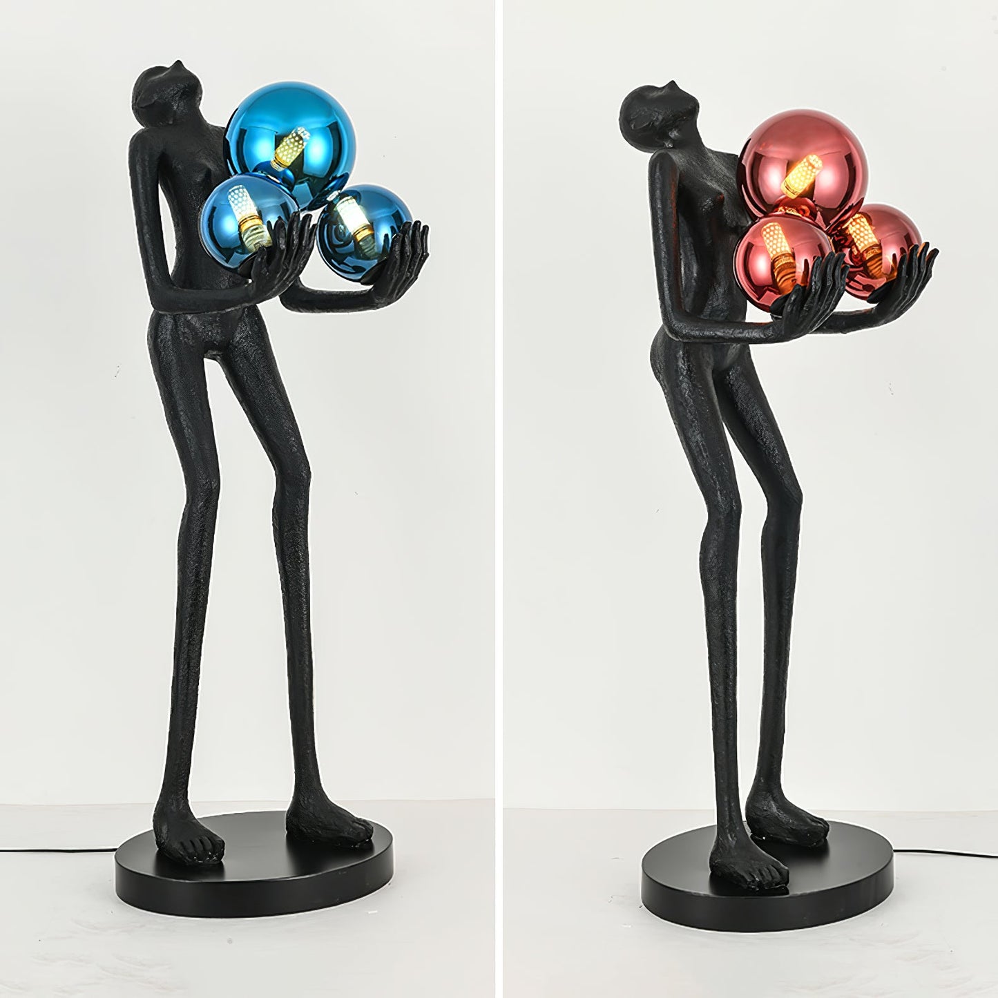 Moonlit Guardian Floor Lamp with LED Light - Black Decor