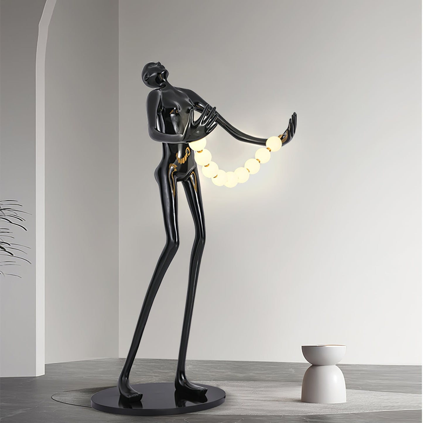 Orb Juggler Sculpture Floor Lamp with LED Light - Black