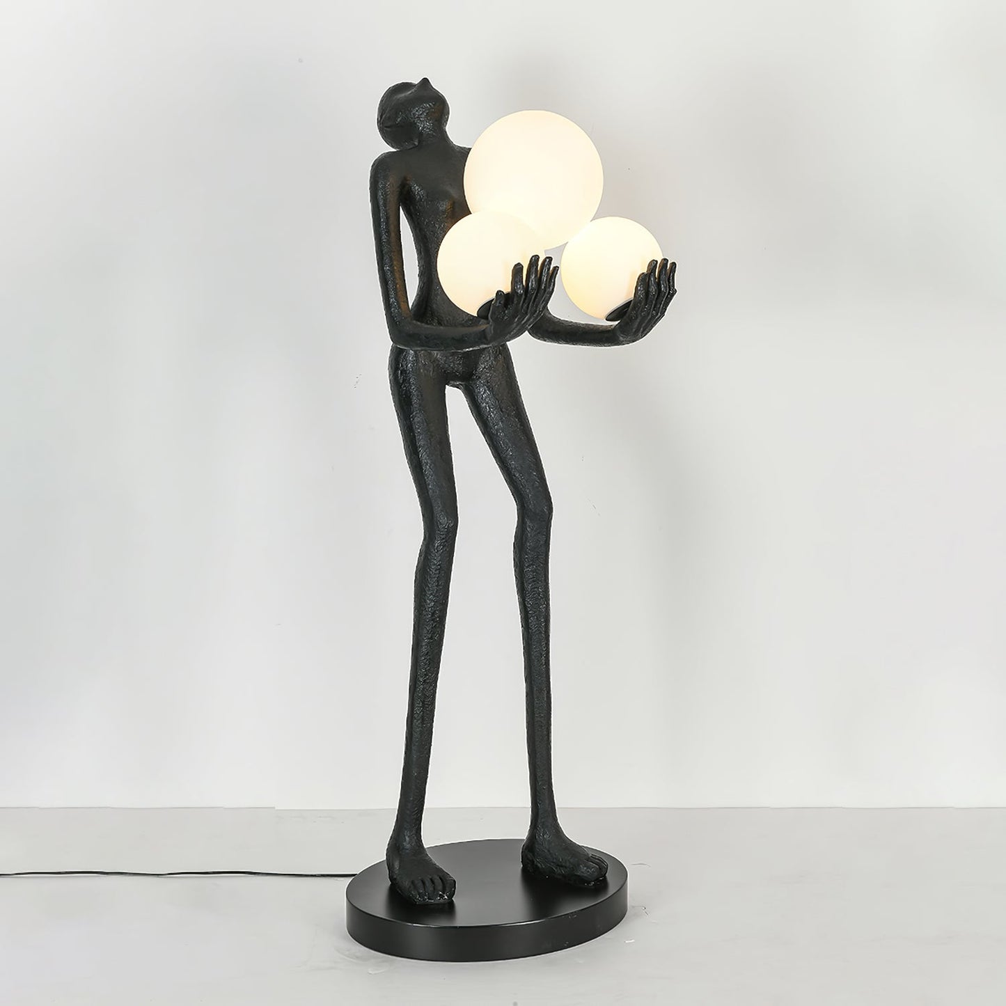 Moonlit Guardian Floor Lamp with LED Light - Black Decor