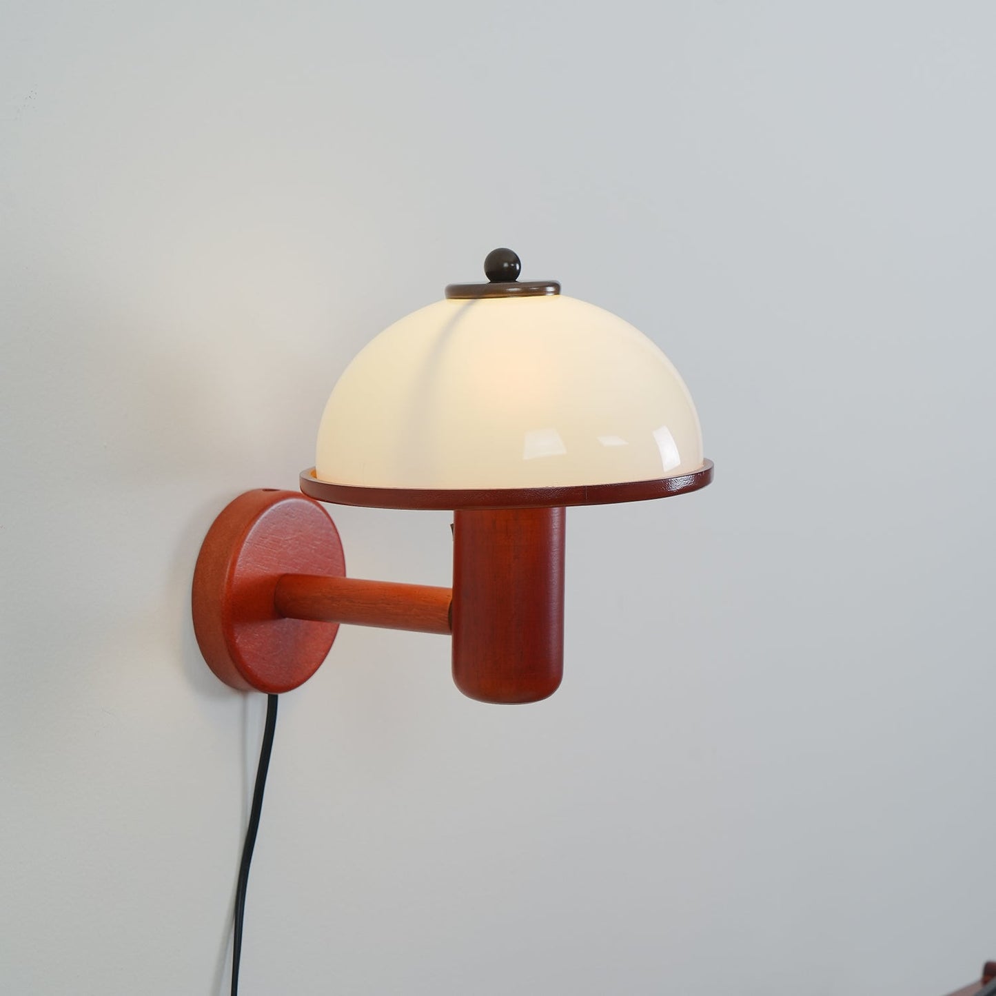 Mushroom Wood Wall Lamp with LED Shade - Indoor Lighting