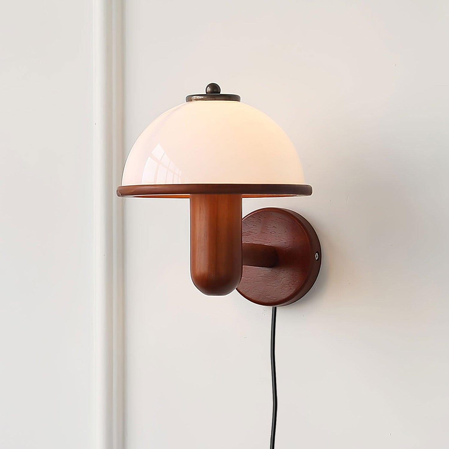 Mushroom Wood Wall Lamp with LED Shade - Indoor Lighting