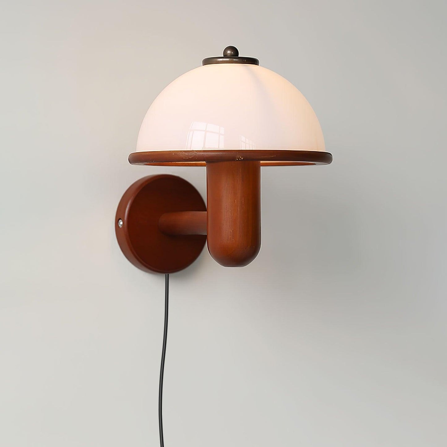 Mushroom Wood Wall Lamp with LED Shade - Indoor Lighting