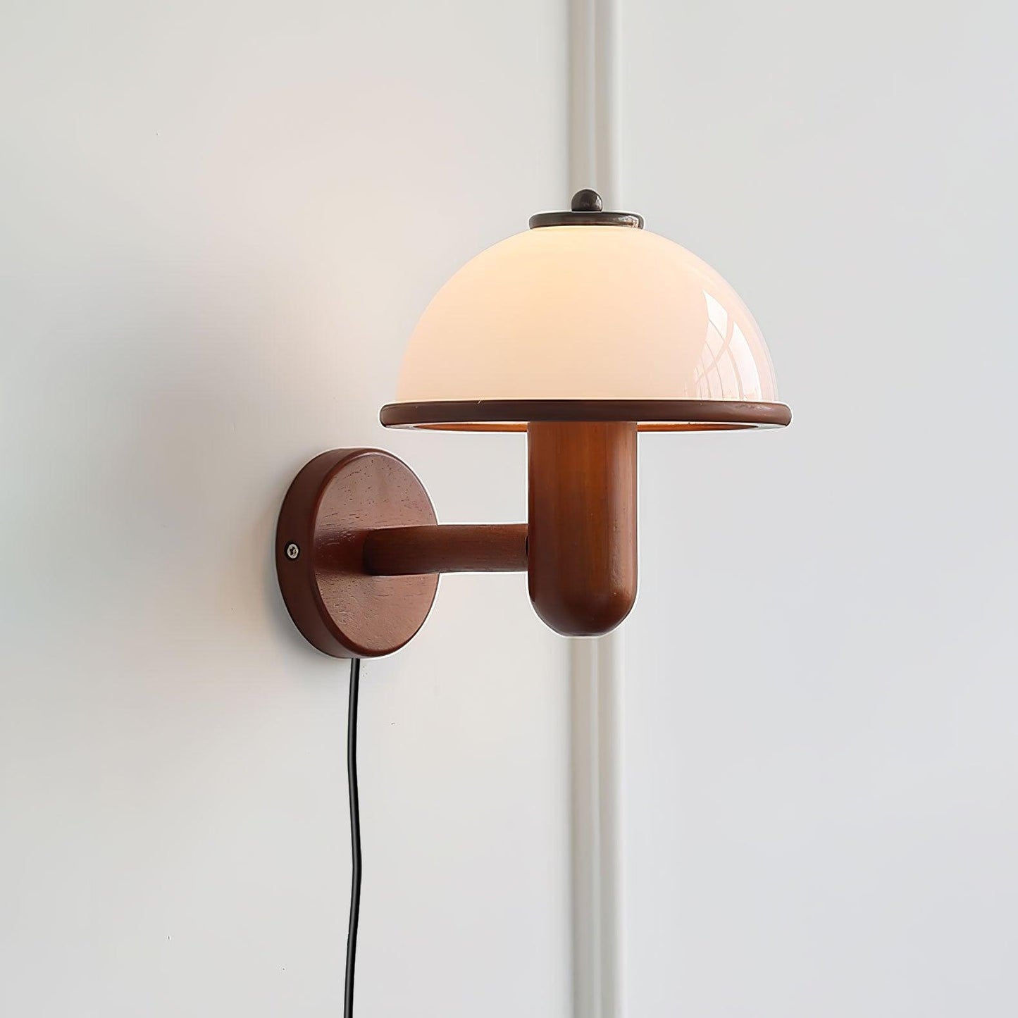Mushroom Wood Wall Lamp with LED Shade - Indoor Lighting