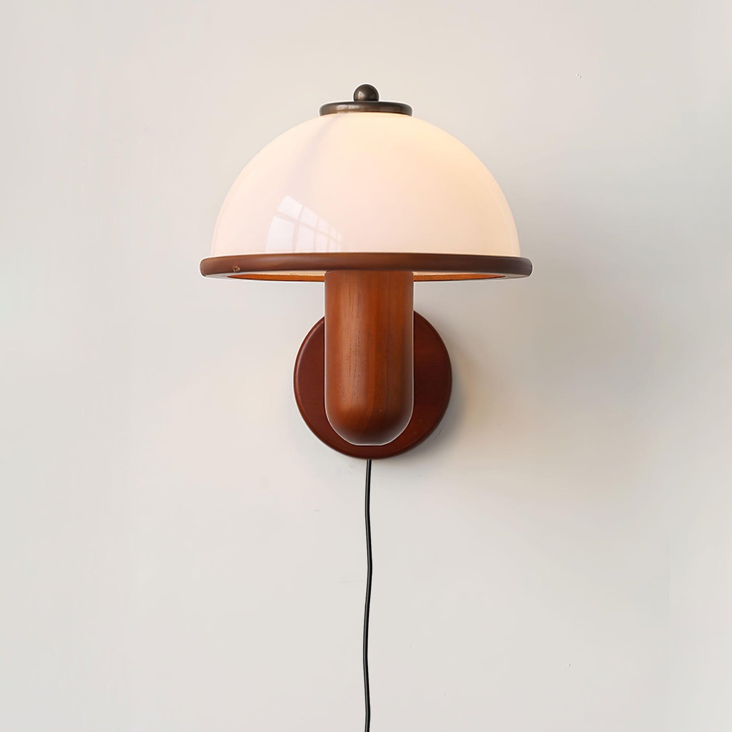 Mushroom Wood Wall Lamp with LED Shade - Indoor Lighting