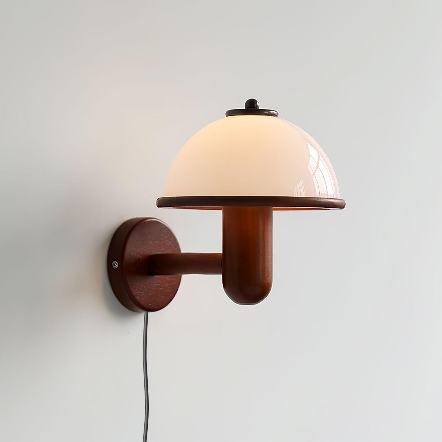 Mushroom Wood Wall Lamp with LED Shade - Indoor Lighting