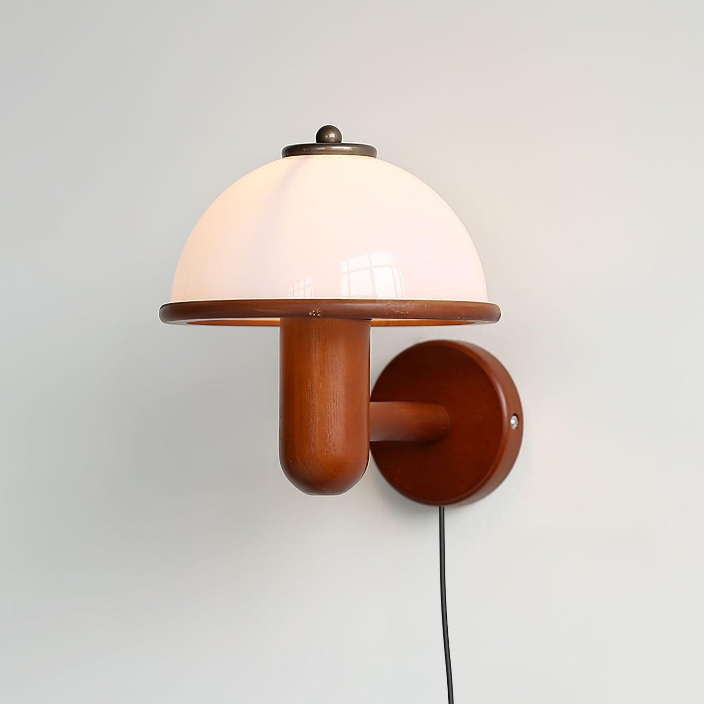 Mushroom Wood Wall Lamp with LED Shade - Indoor Lighting